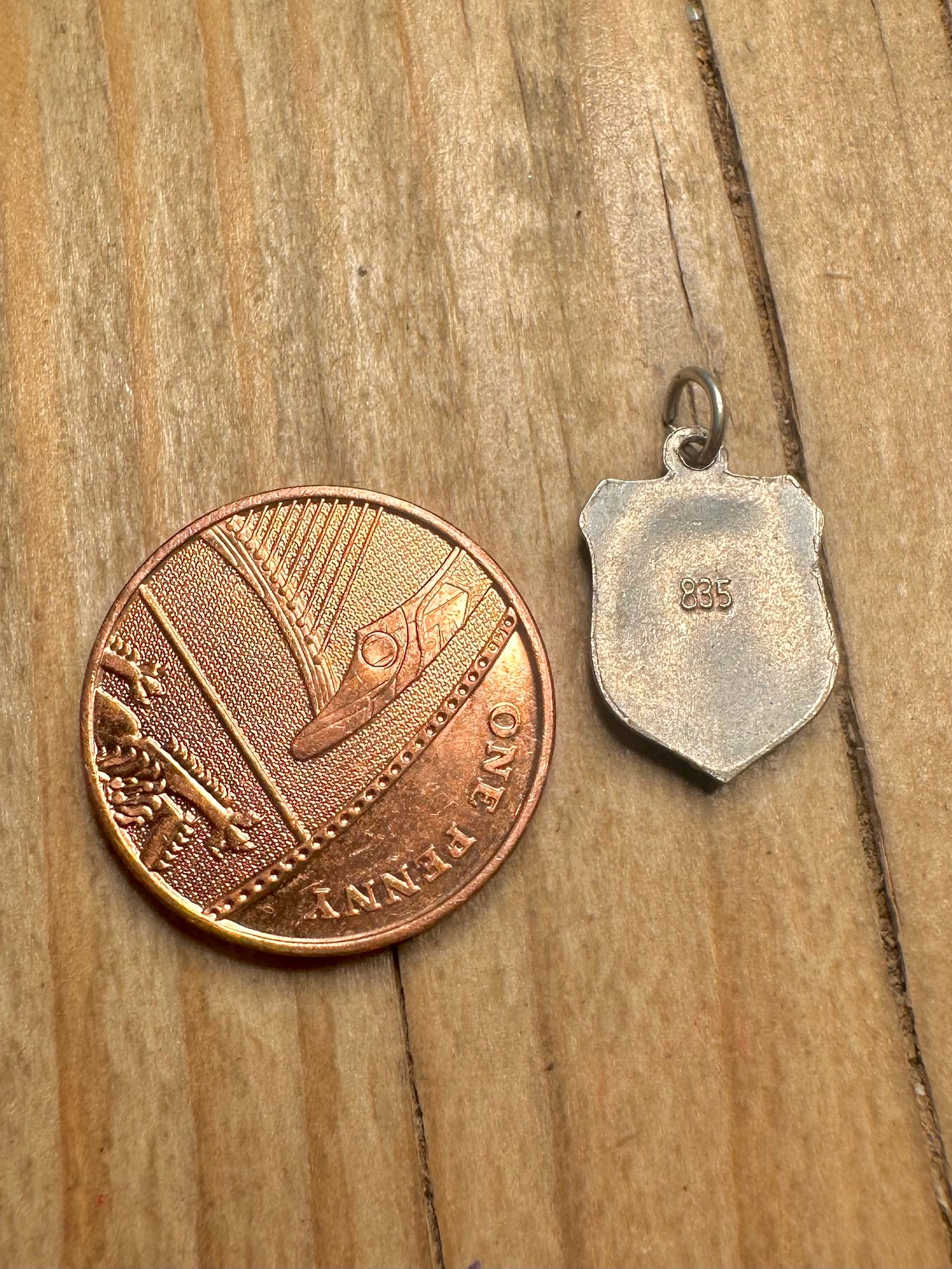 Vintage Berlin Sieges Saule Enamel Crest 835 Silver Charm Pendant