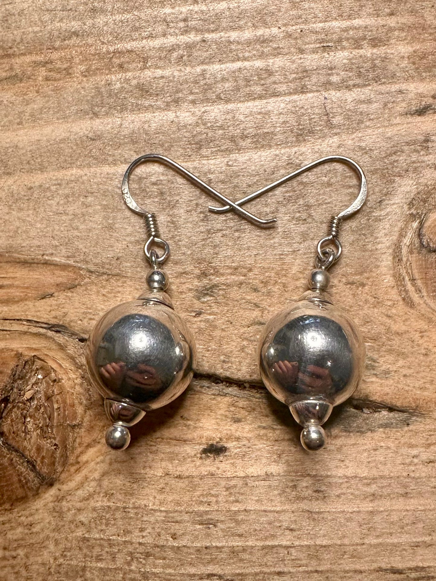 Vintage Ball Dangle 925 Silver Earrings