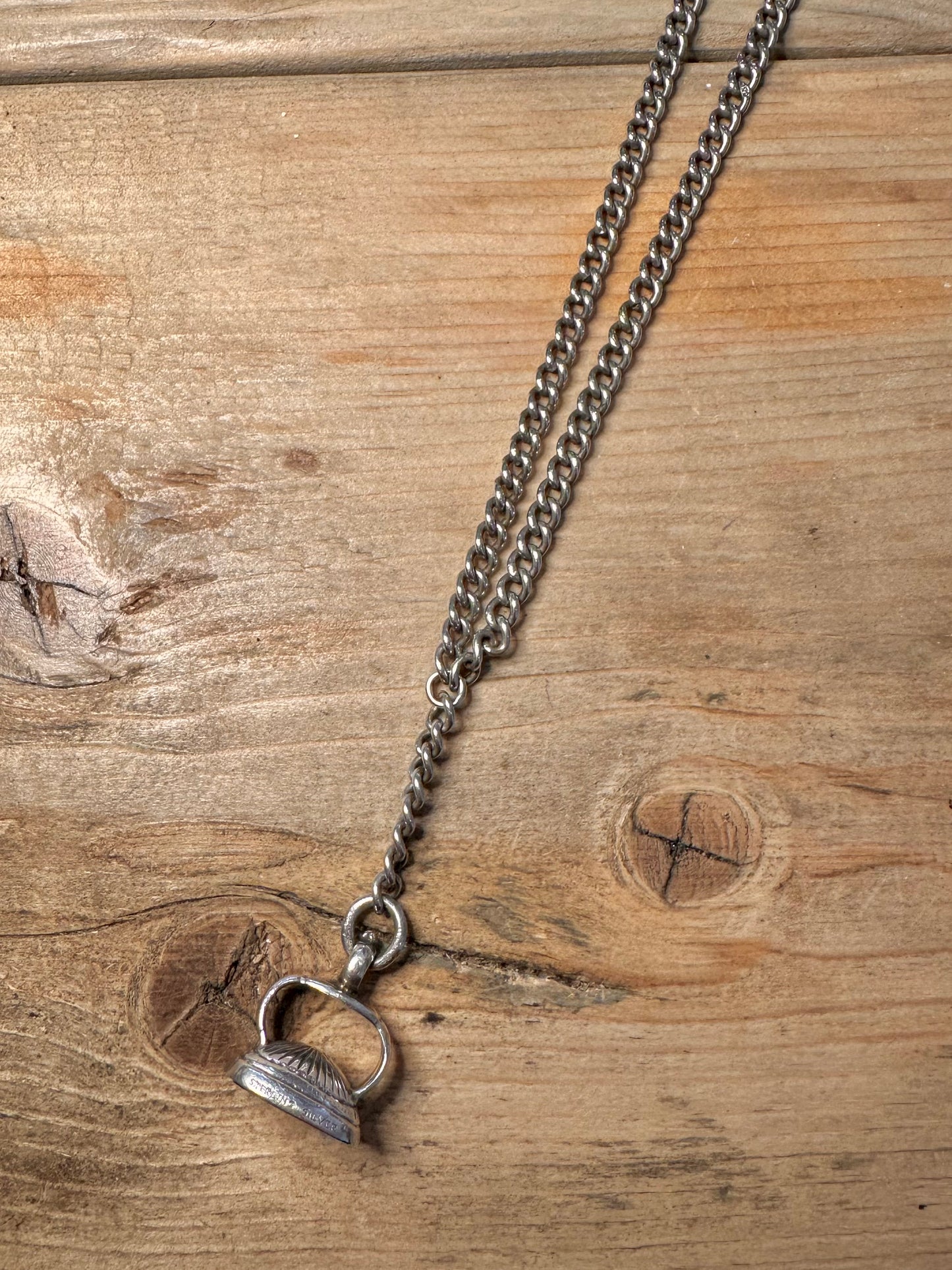 Vintage Albert Chain Maker Edwin Page with Onyx Thob and T Bar 925 Silver Hallmarked 925 Silver 15 inch Collectable