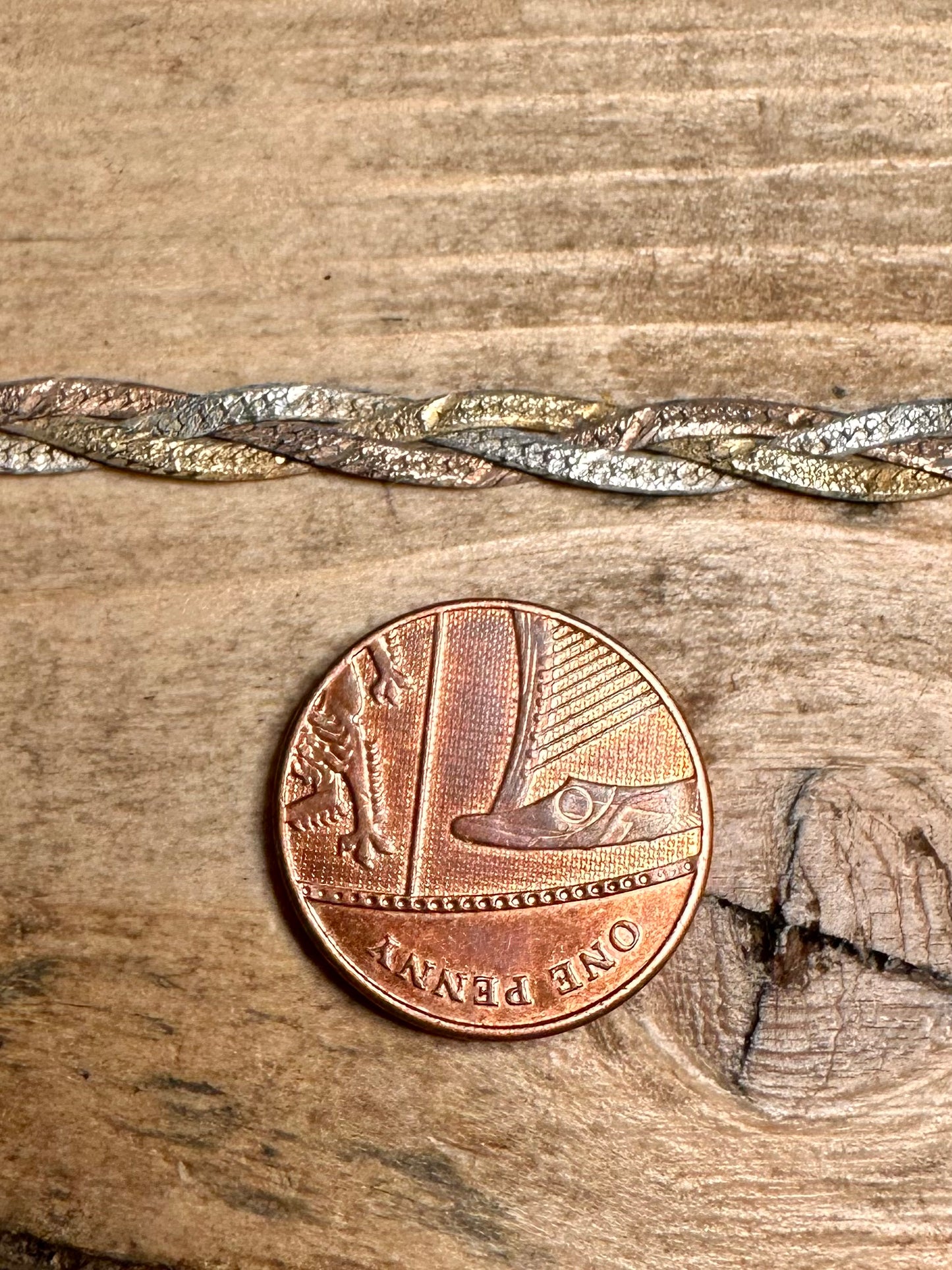 Vintage Woven Gold on 925 Silver 6.5 inch Bracelet