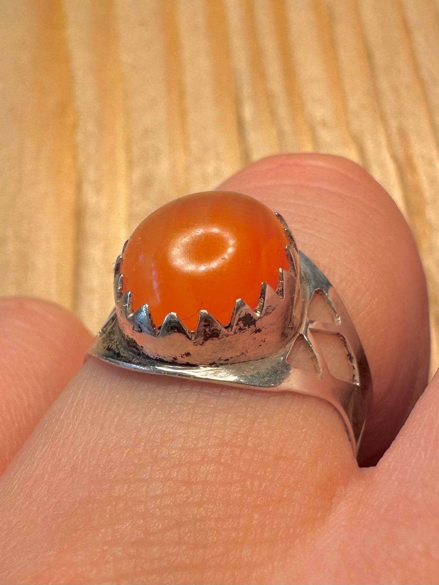 Vintage Carnelian Signet 925 Sterling Silver Size Q1/2 Ring