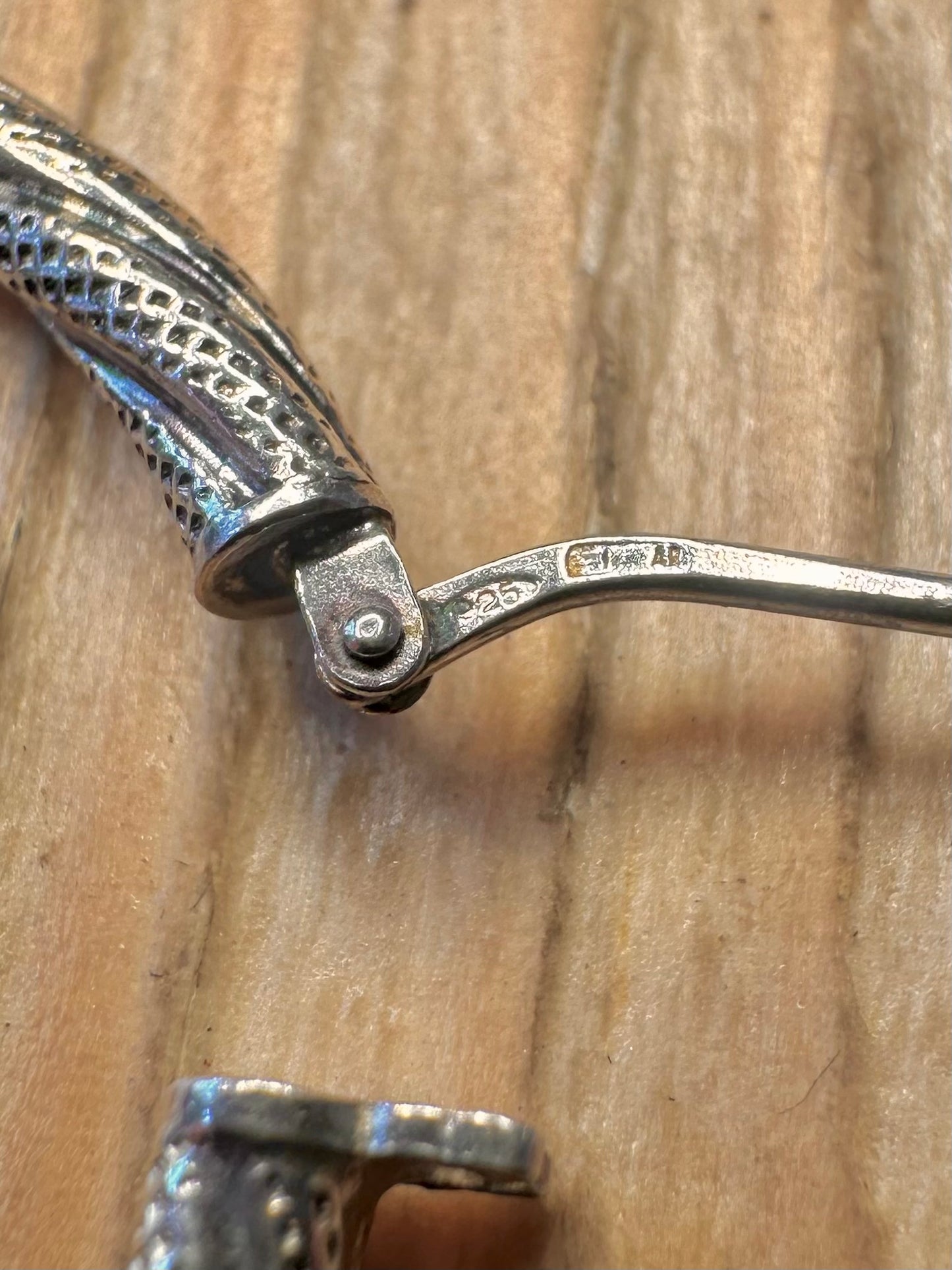 Vintage Twisted Textured Hoops 925 Sterling Silver Earrings