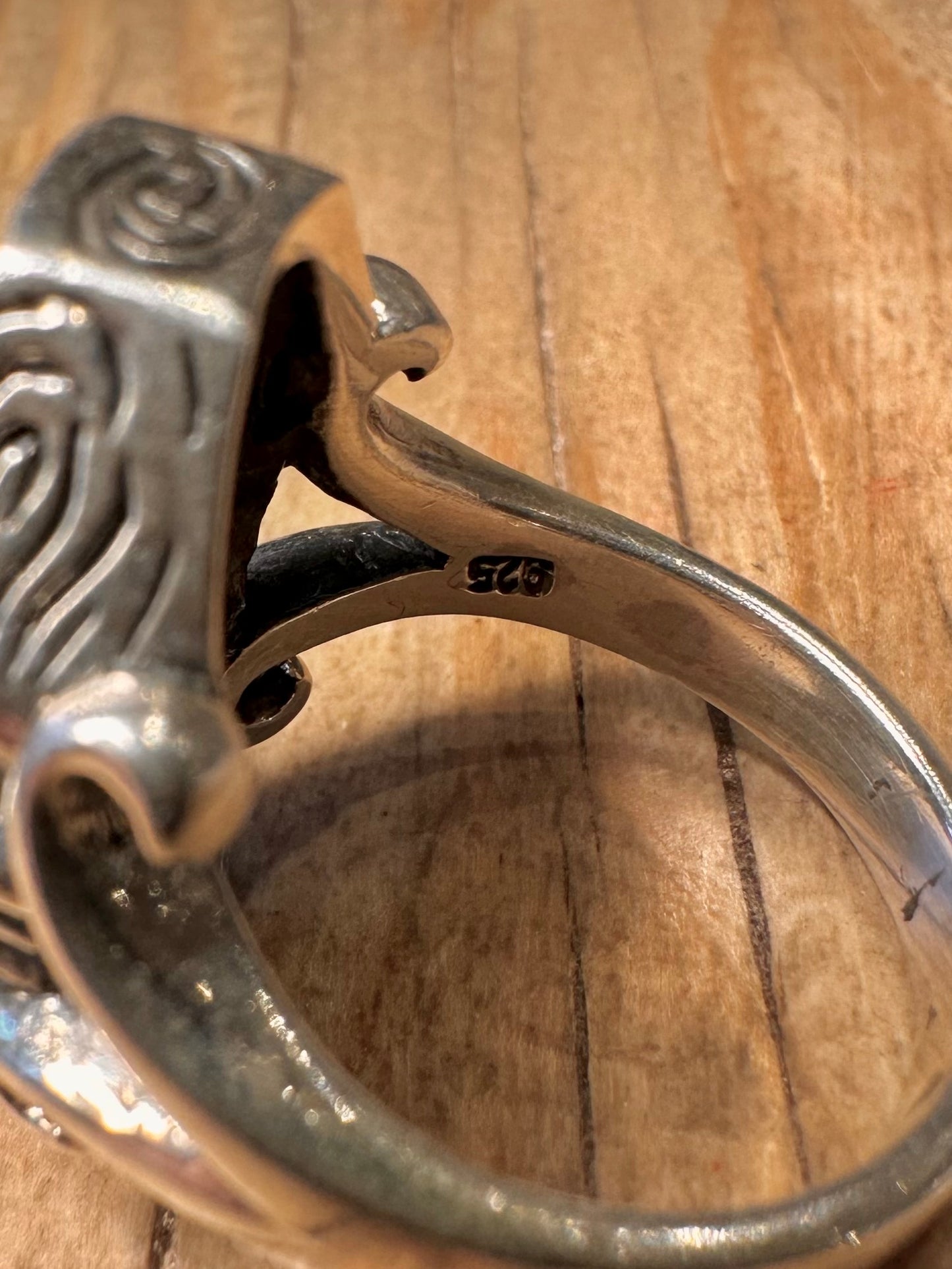 Vintage Skull Coffin Engraved 925 Sterling Silver Size U Ring