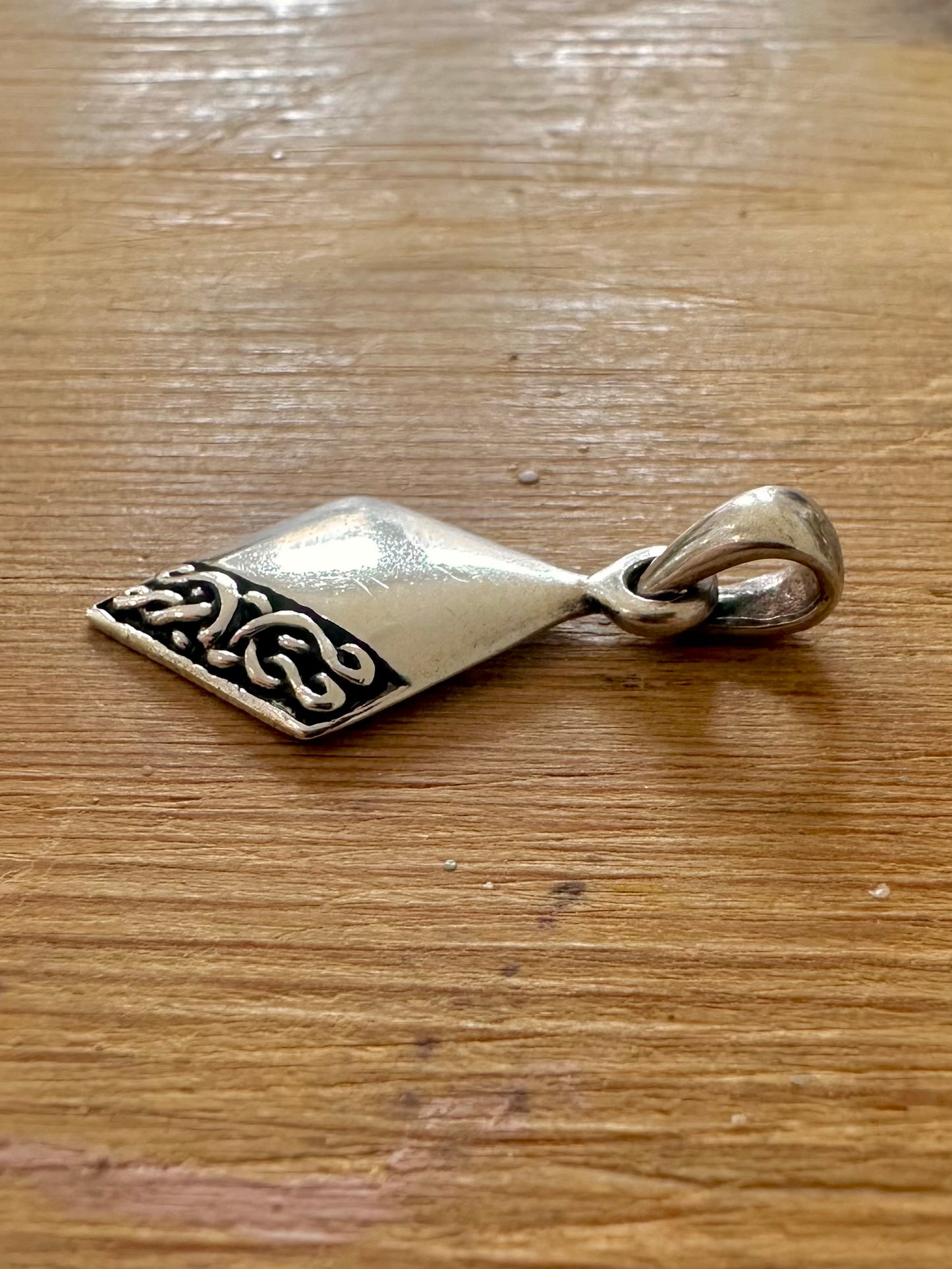 Vintage Diamond Shaped Celtic 925 Silver Pendant