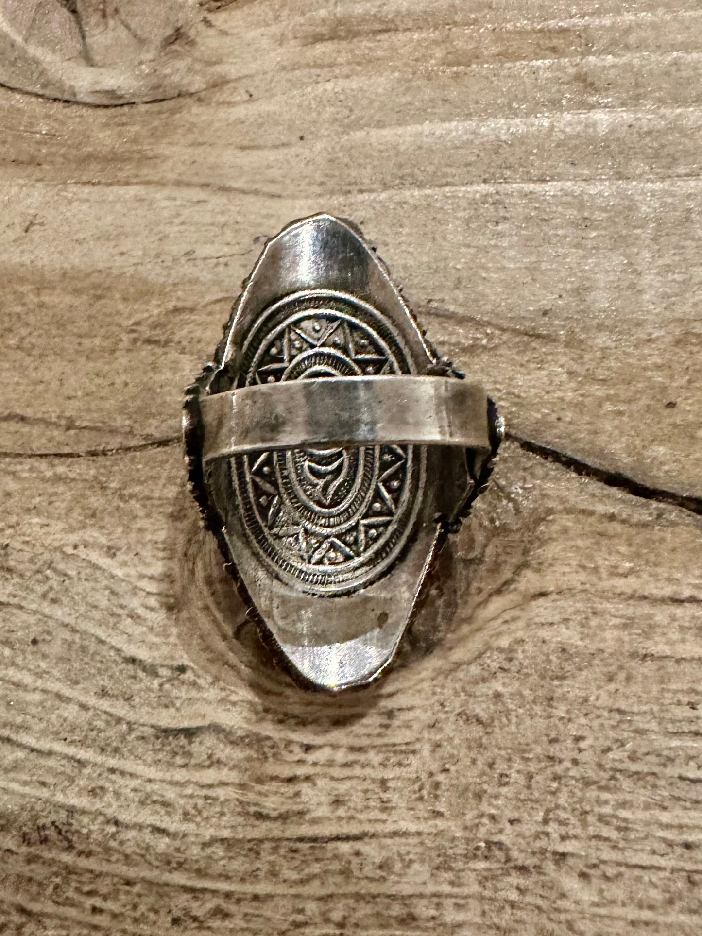Vintage Ornate Large Turquoise 925 Silver Size O Ring