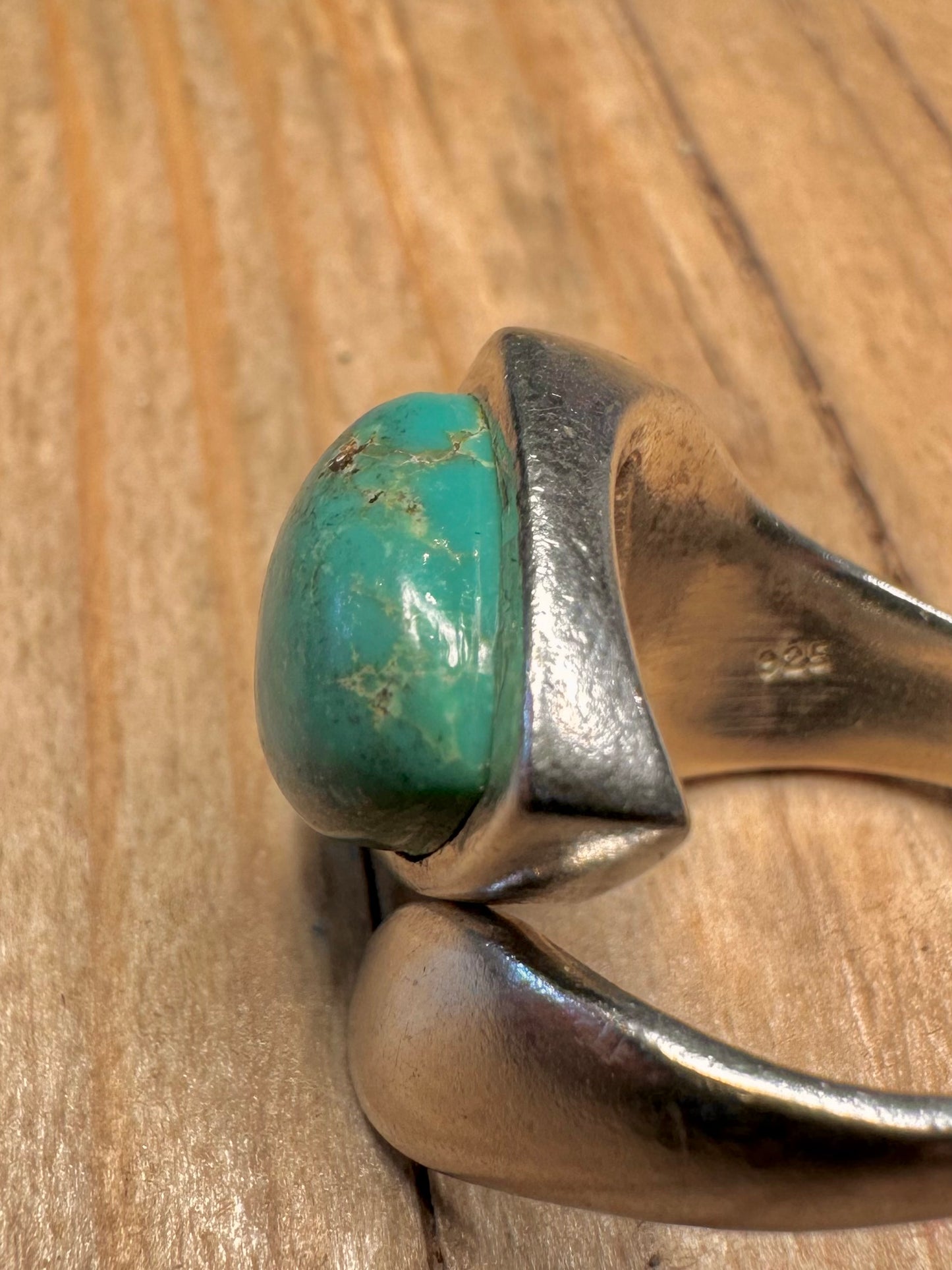 Abstract Turquoise Overlapping 925 Sterling Silver Size M Ring