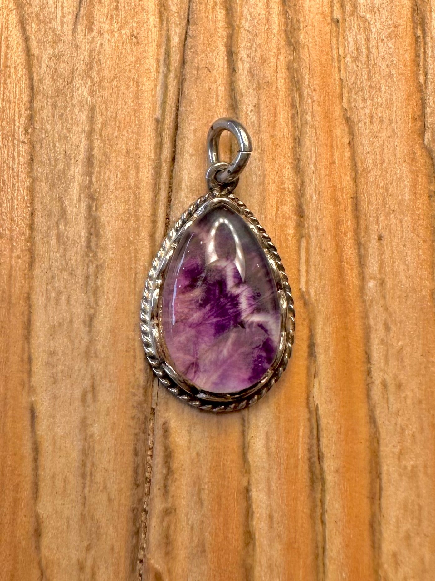 Vintage Purple Stone 925 Sterling Silver Pendant