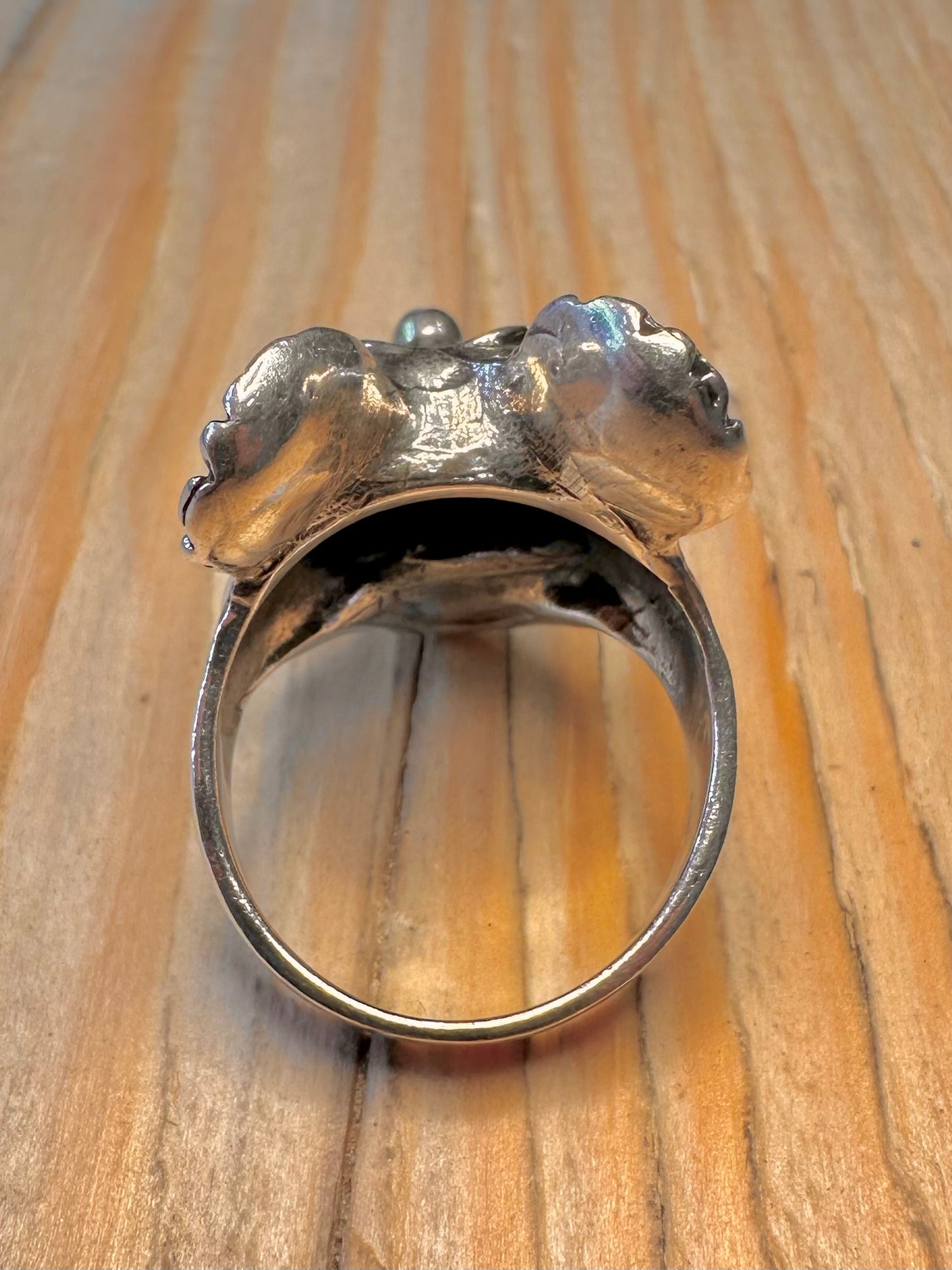 Vintage Scary Mouse Head 925 Sterling Silver Size S1/2 Ring
