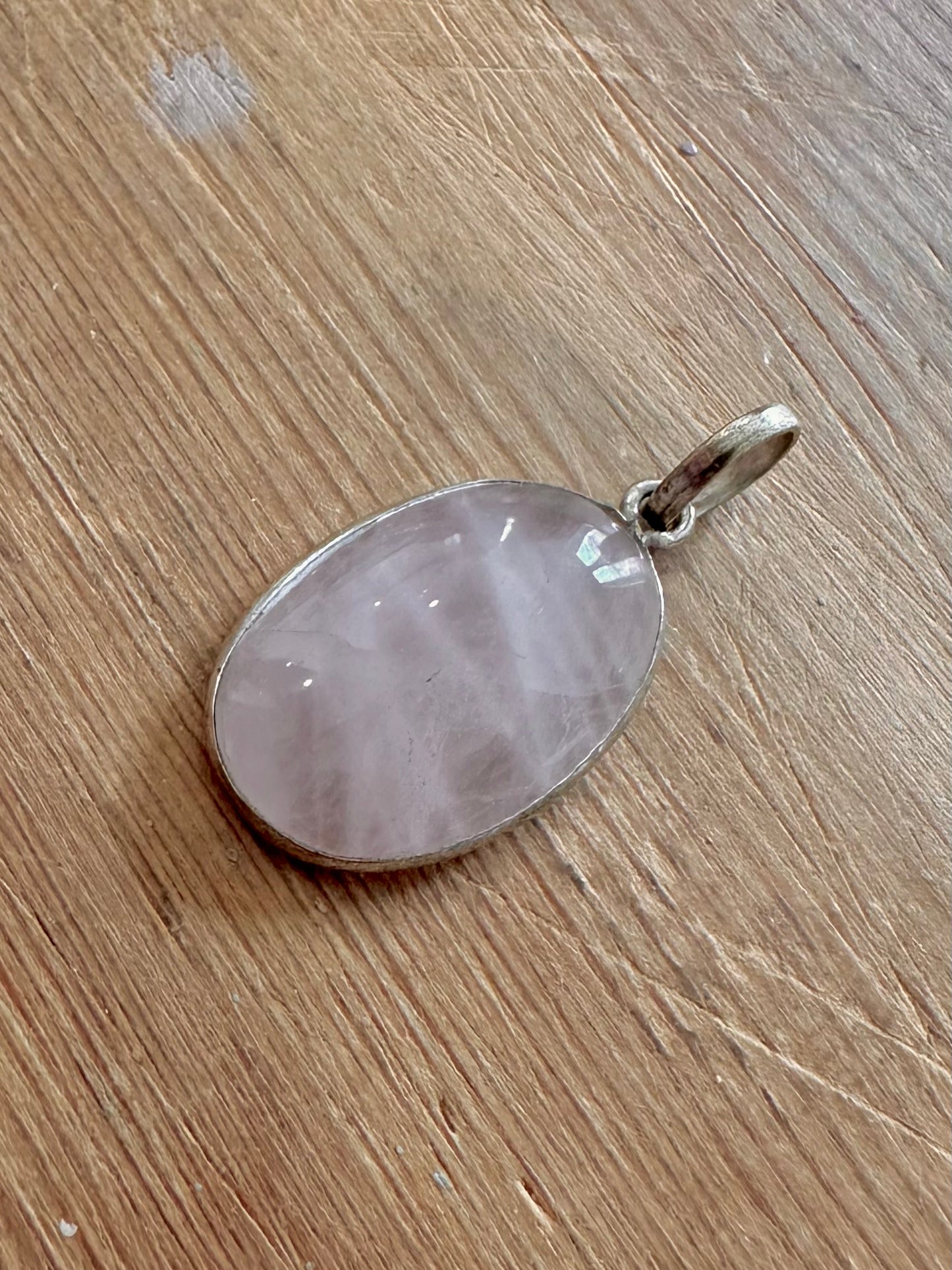 Vintage Rose Quarts 925 Silver Pendant
