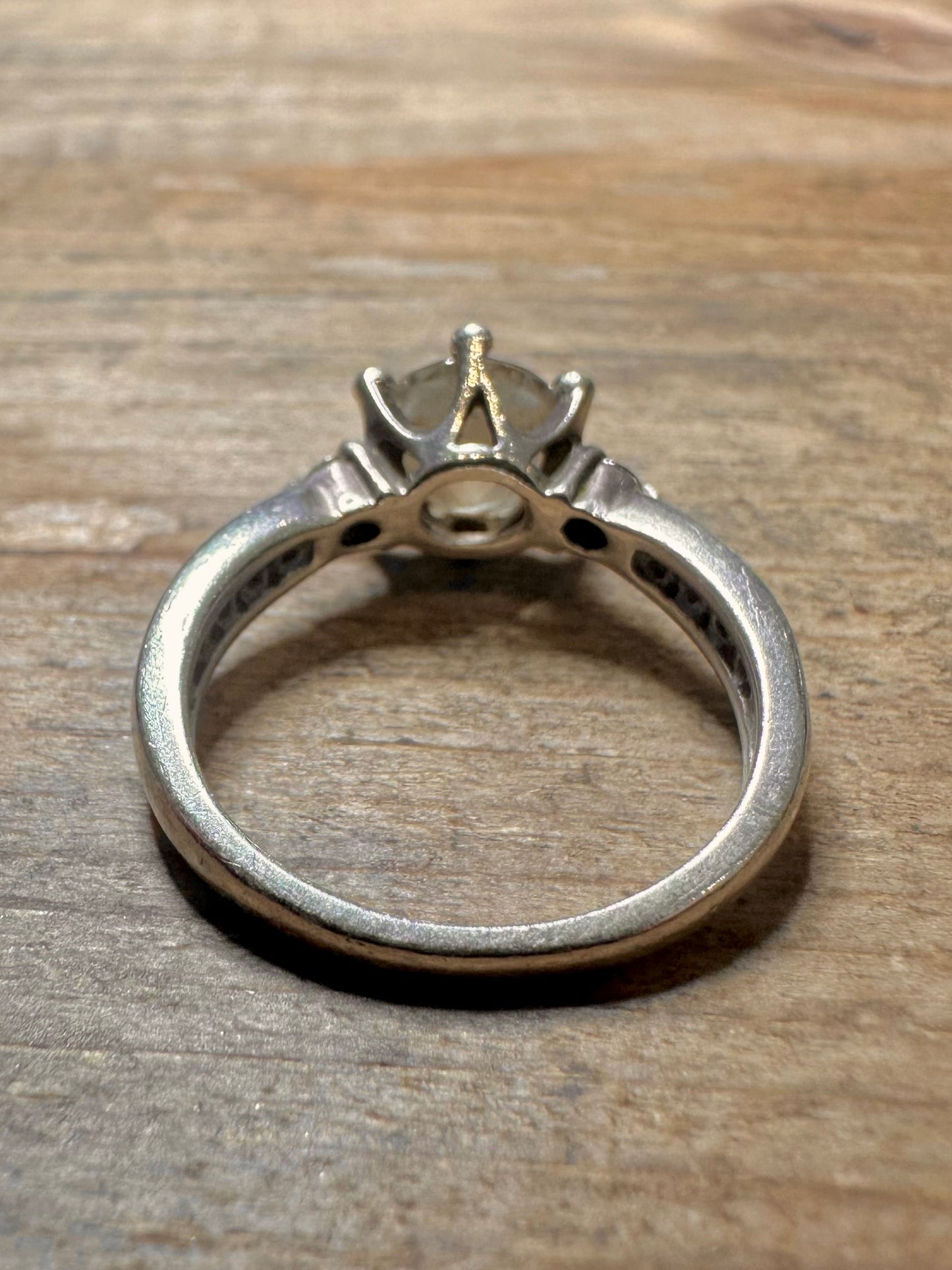 Vintage CZ Solitaire 925 Silver Size N Ring