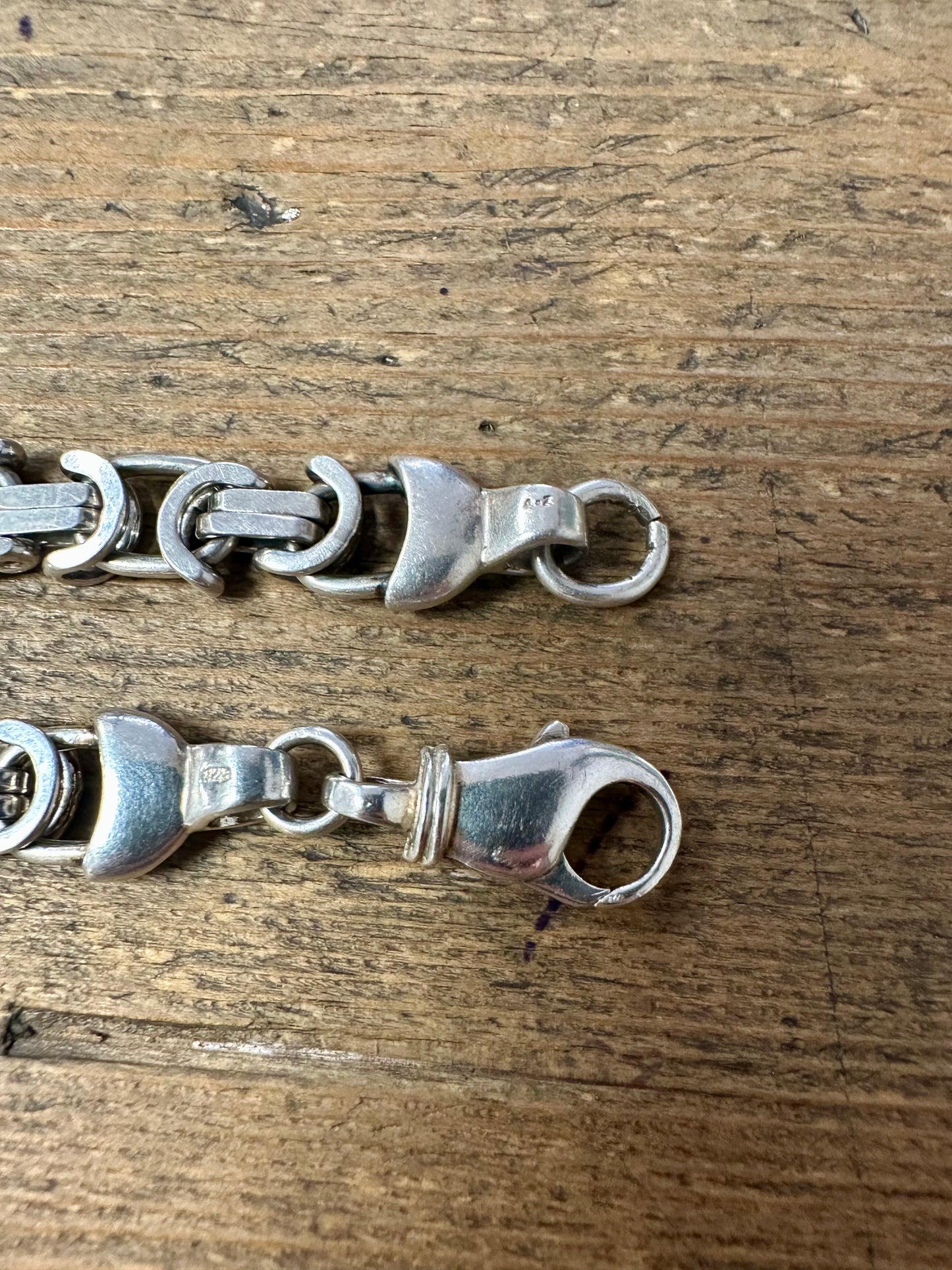 Modernist Byzantine Chain 925 Silver 9 inch Bracelet