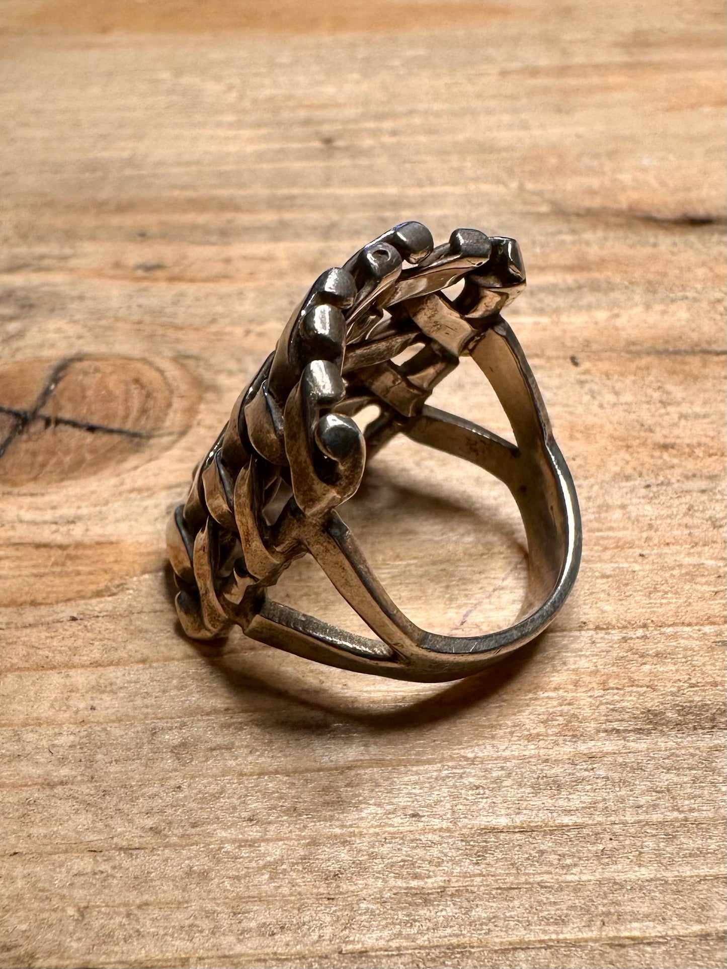 Abstract Braided Square 925 Silver Size N Ring