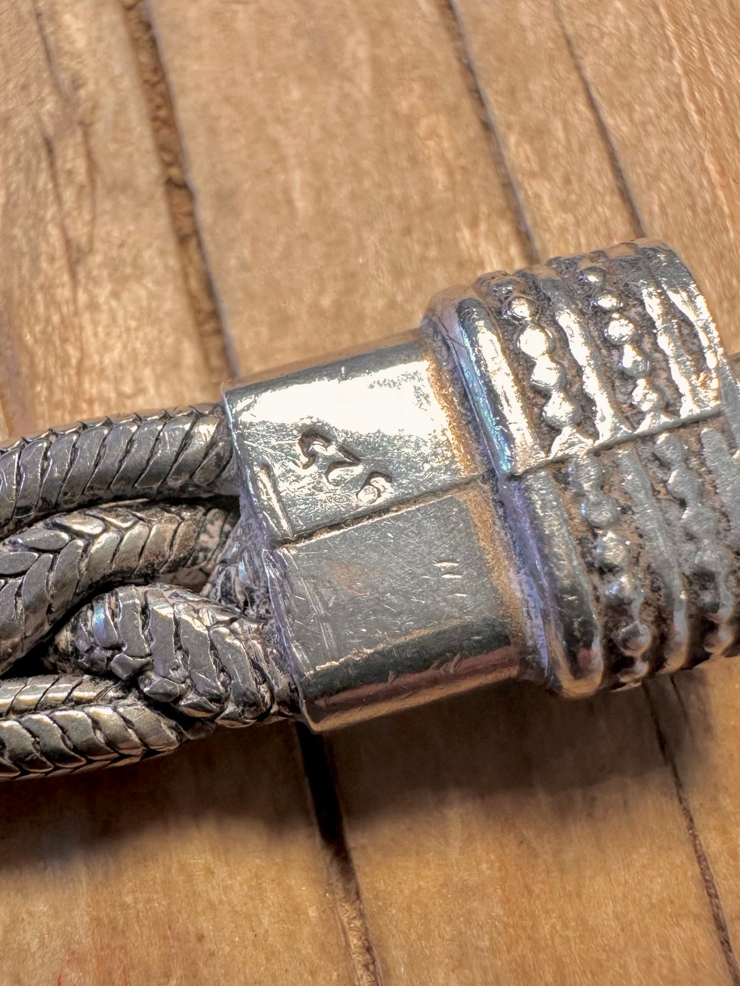 Vintage Chunky Woven Link 925 Silver Hook Clasp 7.5 inch Bracelet