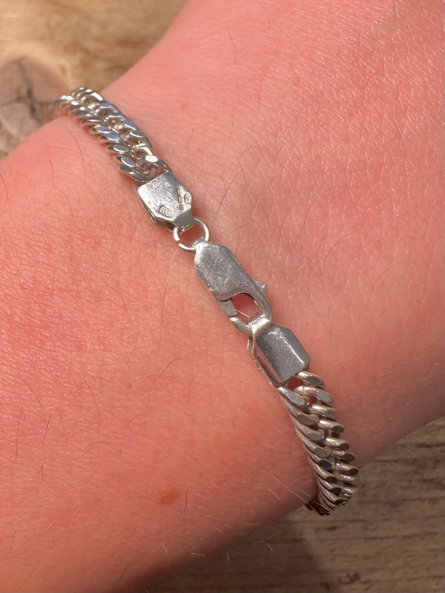 Vintage 1996 Double Link Curb Chain 925 Silver 7.6 inch Bracelet