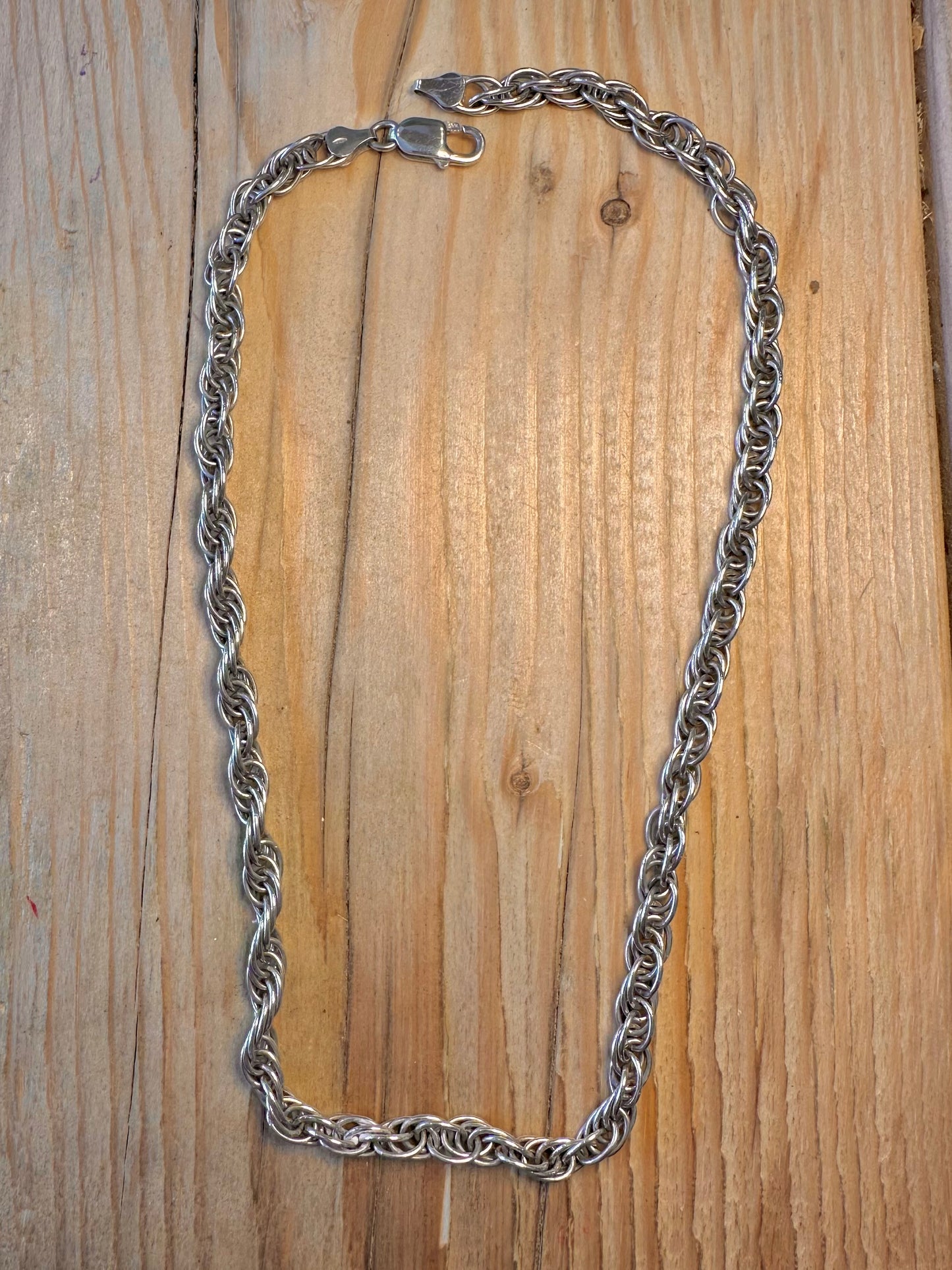 Vintage Thick Rope Chain 925 Sterling Silver 18 inch Necklace
