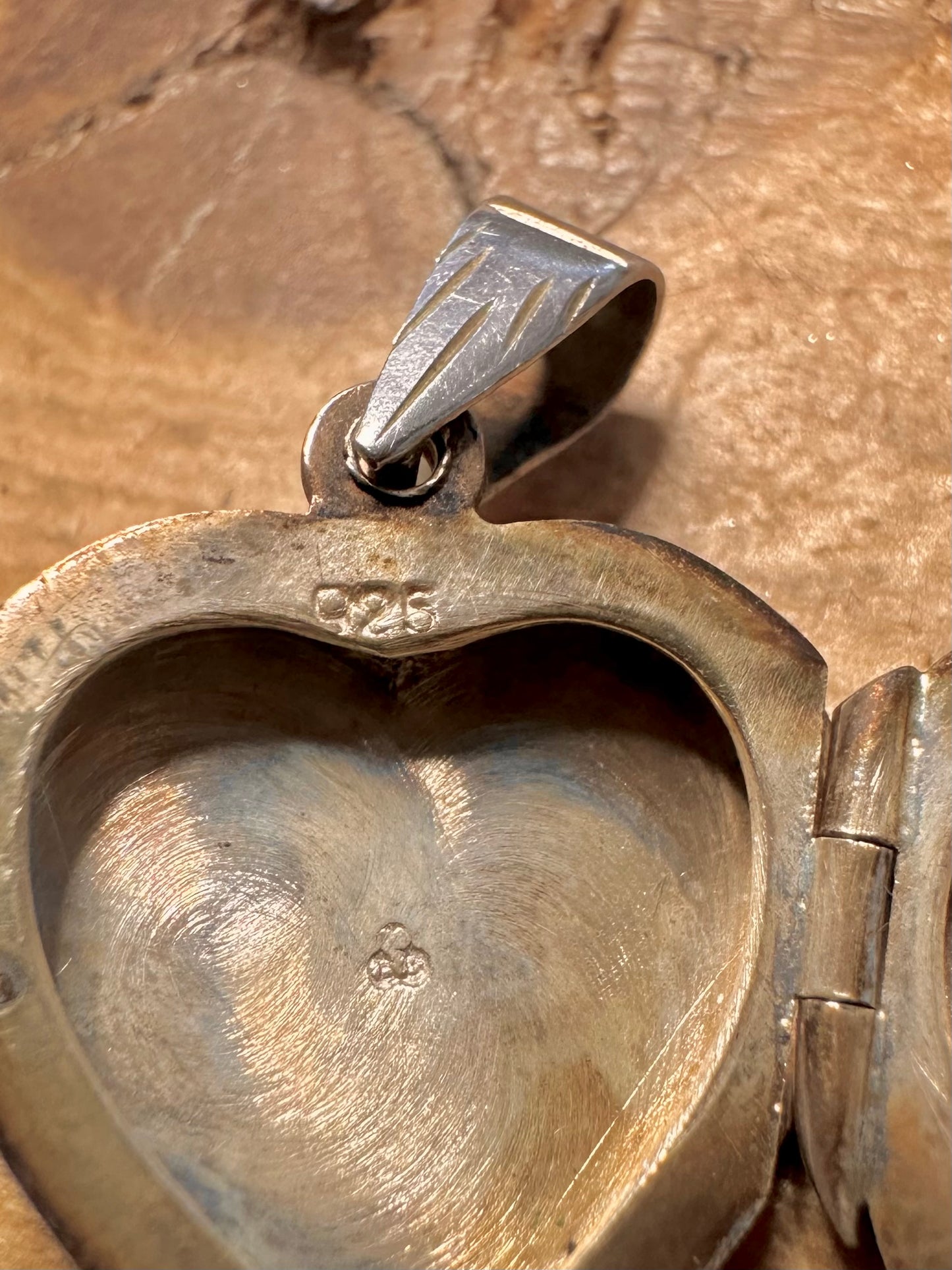 Vintage Engraved Heart Shaped 925 Silver Locket Pendant