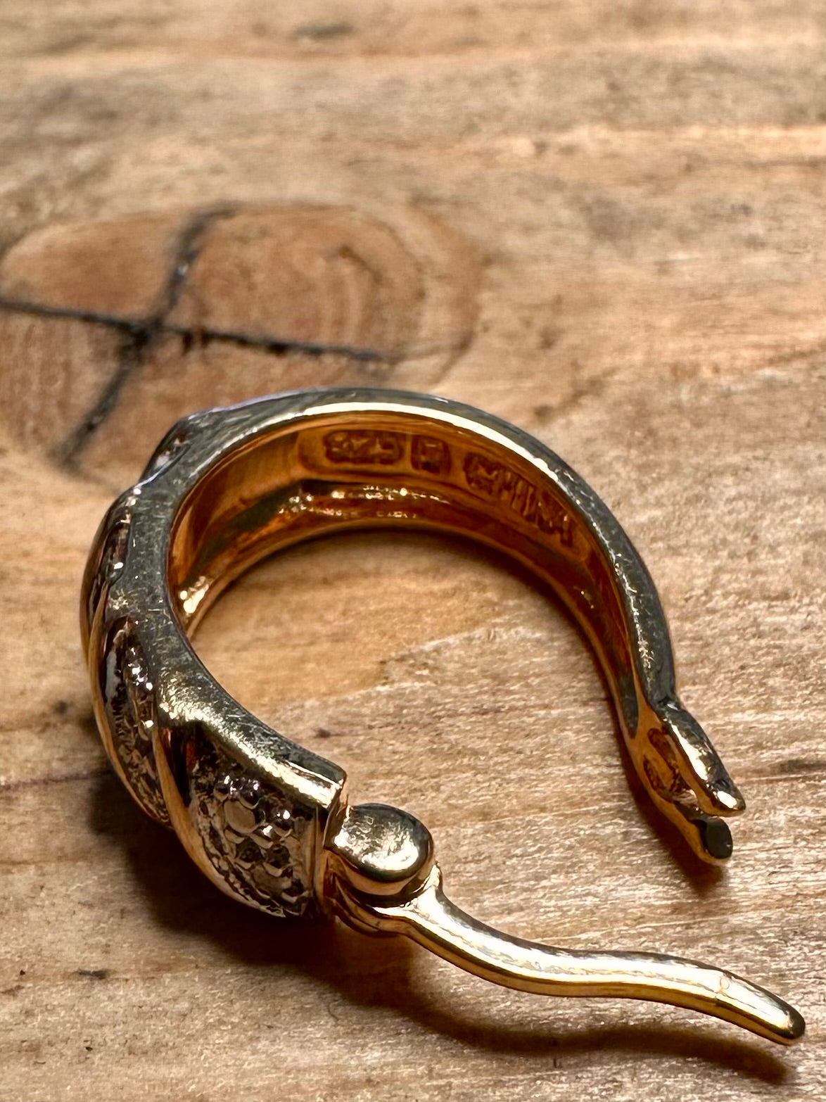 Modernist CZ Hoops Gold on 925 Silver Earribgs