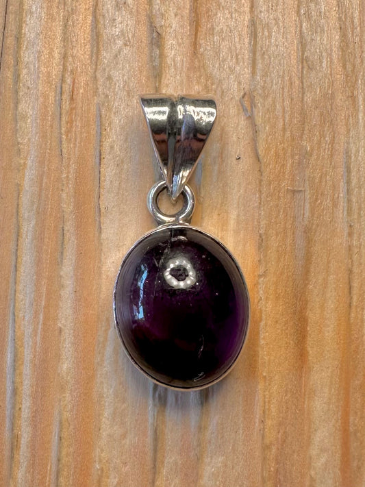 Vintage Amethyst Oval 925 Silver Pendant