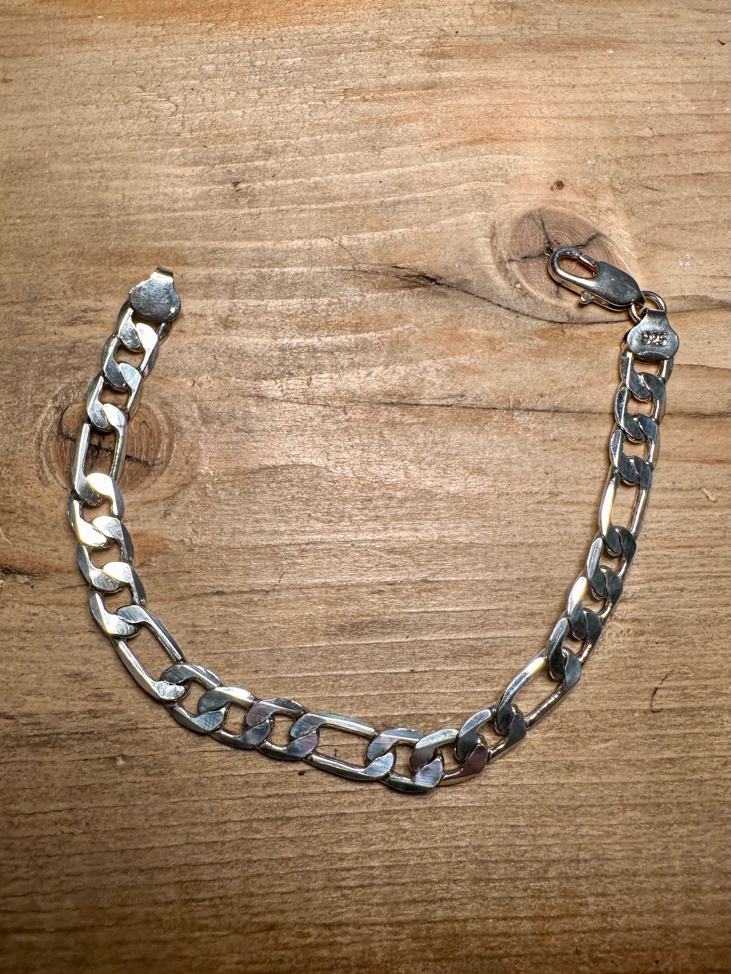 Modern Figaro Curb Chain 925 Silver 7.8 inch Bracelet