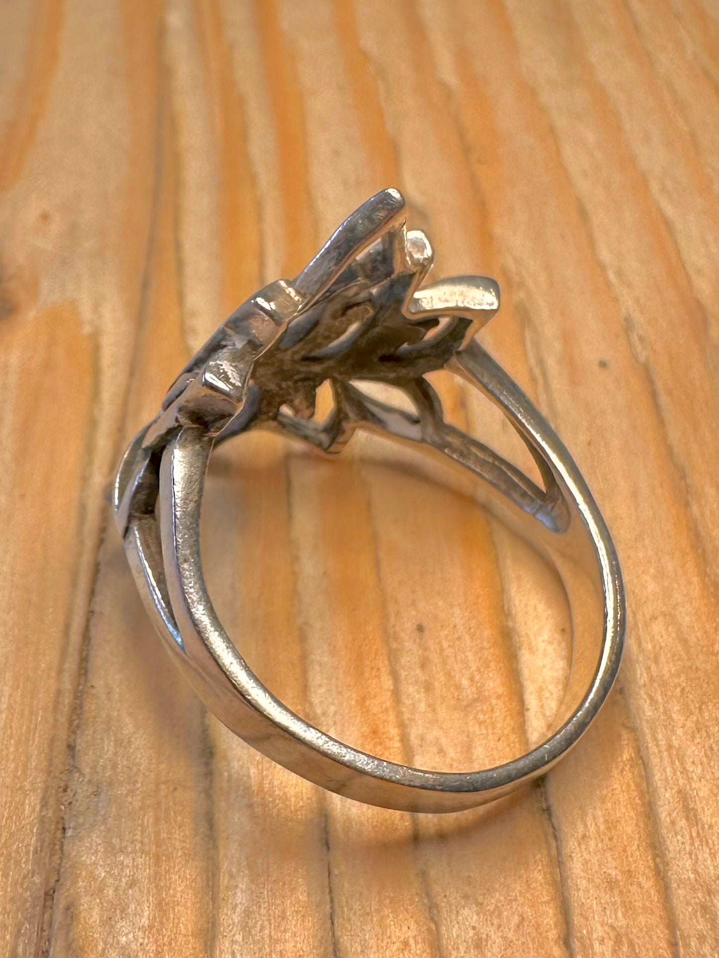 Vintage Lotus Flower 925 Sterling Silver Size R Ring
