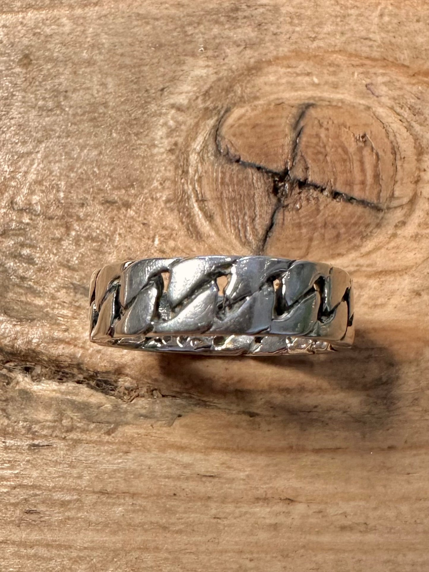 Vintage Cable Chain Style Band 925 Silver Size L Ring
