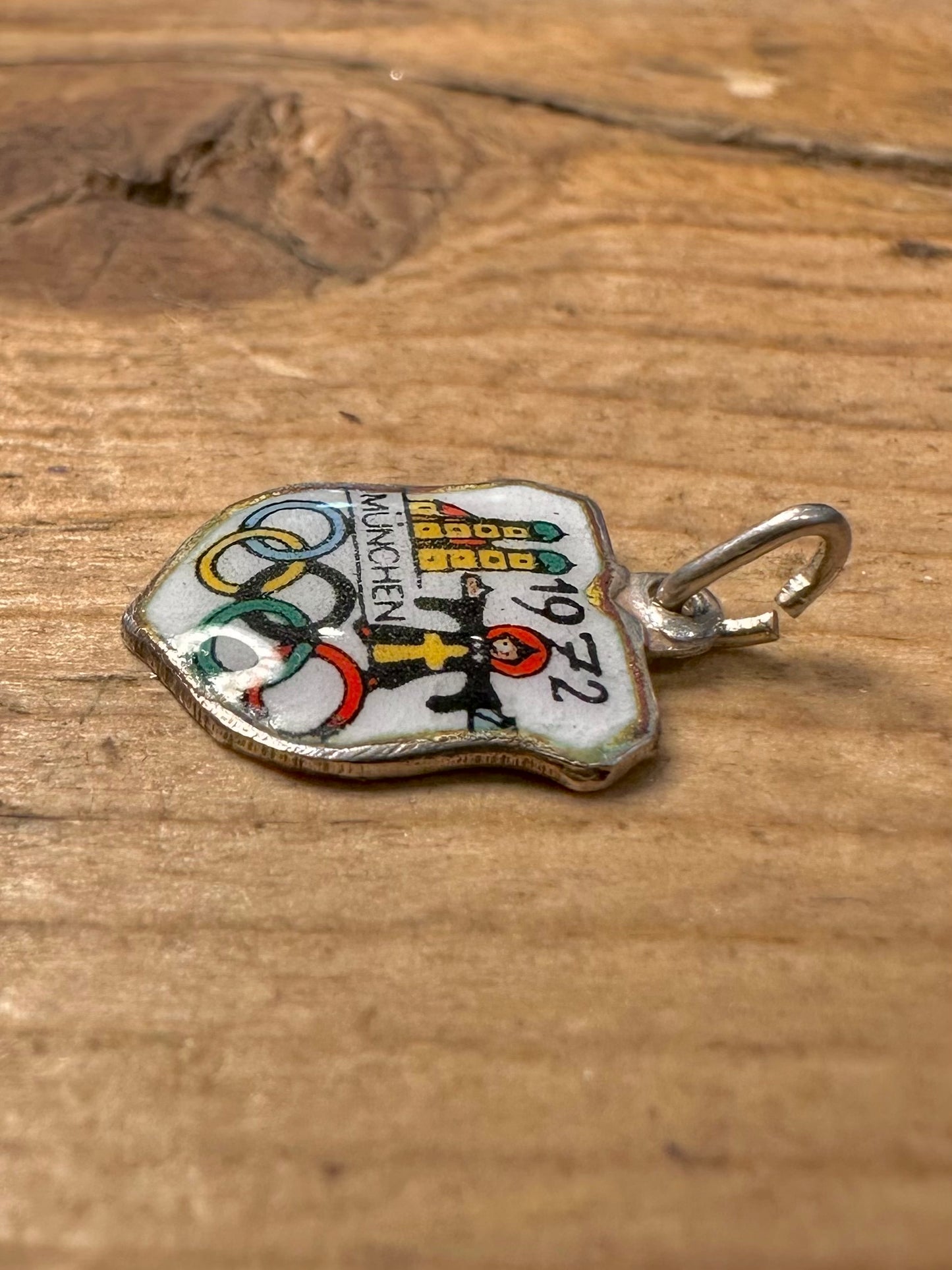 Vintage 1972 München Enamel Olympics Crest 800 Silver Pendant