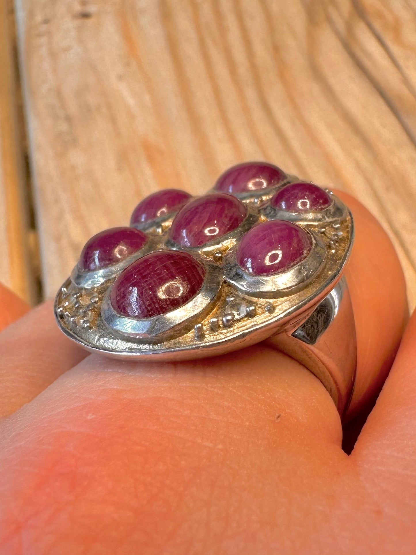 Vintage Purple Stone Boho 925 Silver Size S Ring