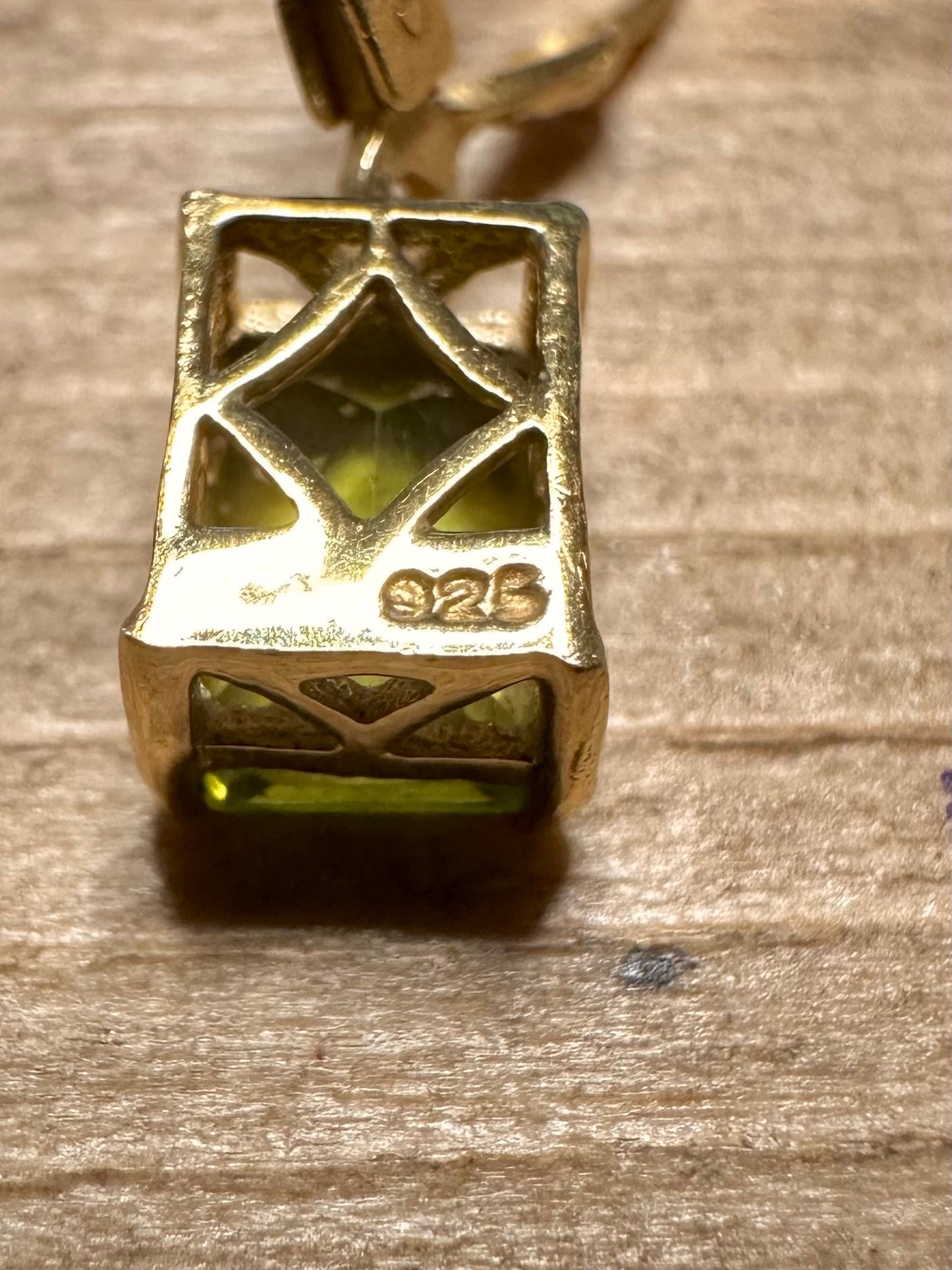 Modernist Green Gemstone Gold on 925 Silver Earrings
