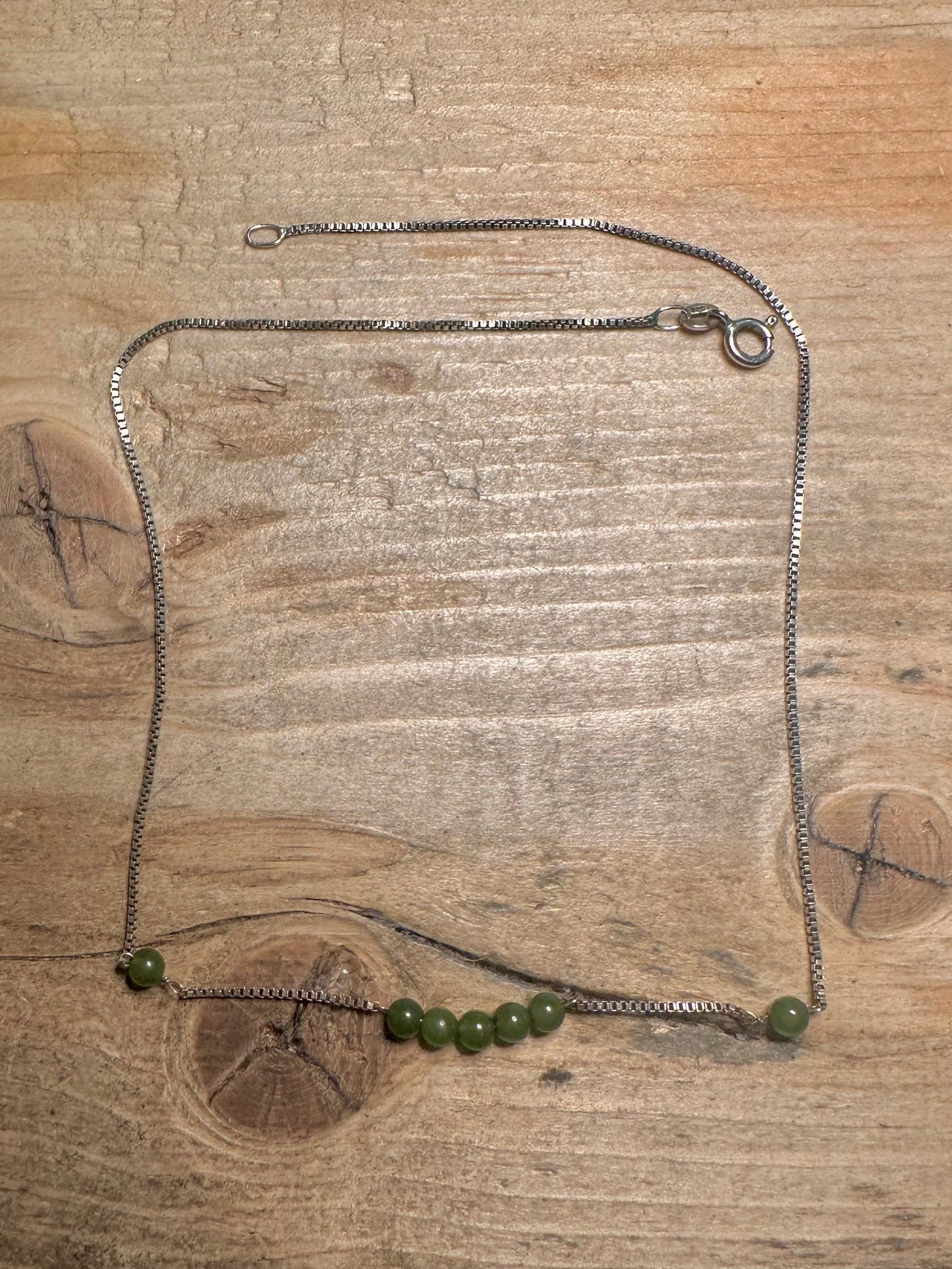 Vintage Jade Balls Box Chain 925 Silver 14.5 inch Necklace