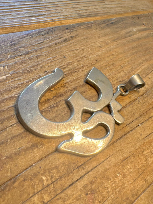 Large OM Heavy 925 Sterling Silver Pendant