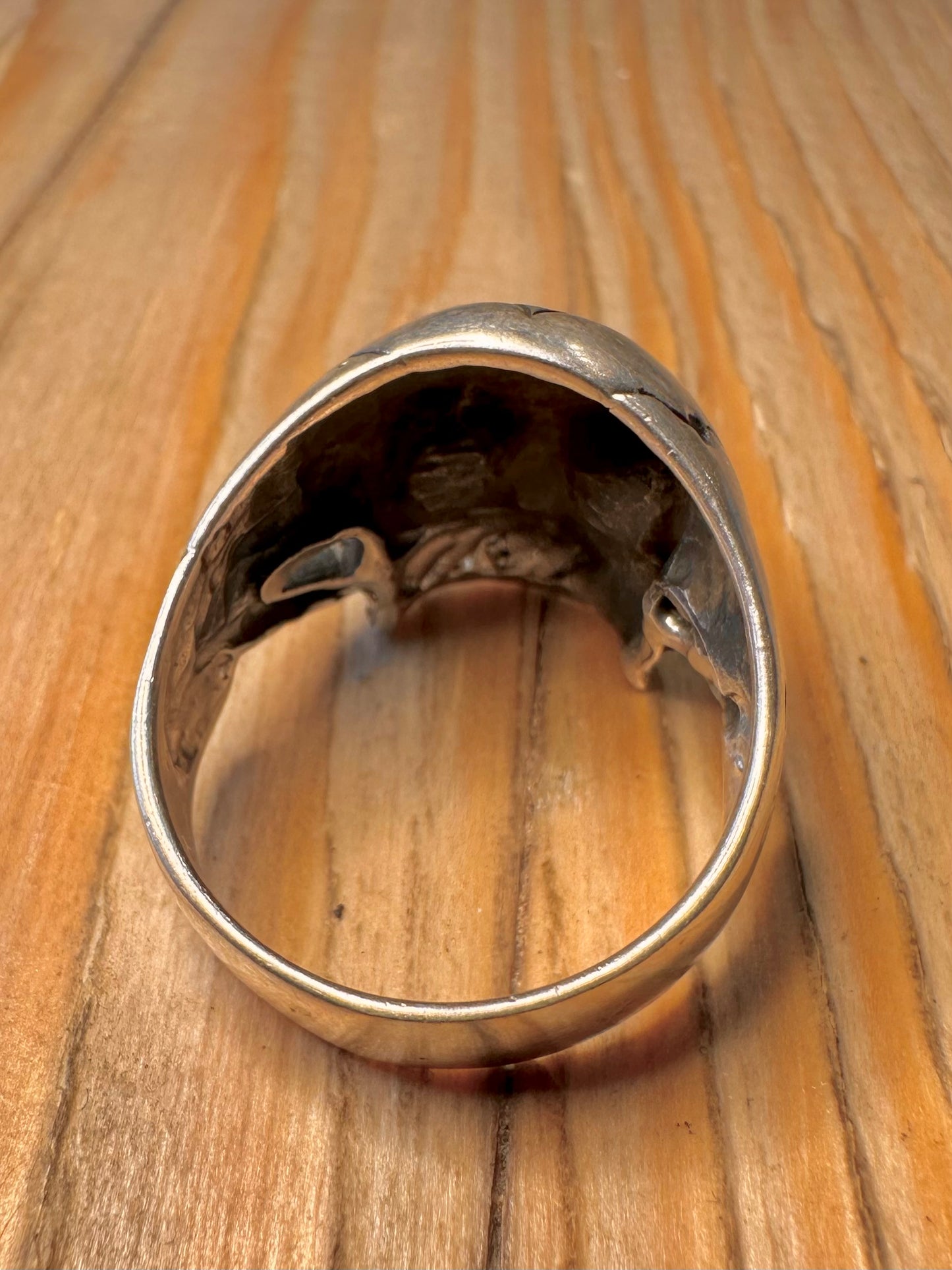 Vintage Skull Engraved Head 925 Sterling Silver Size Z Ring