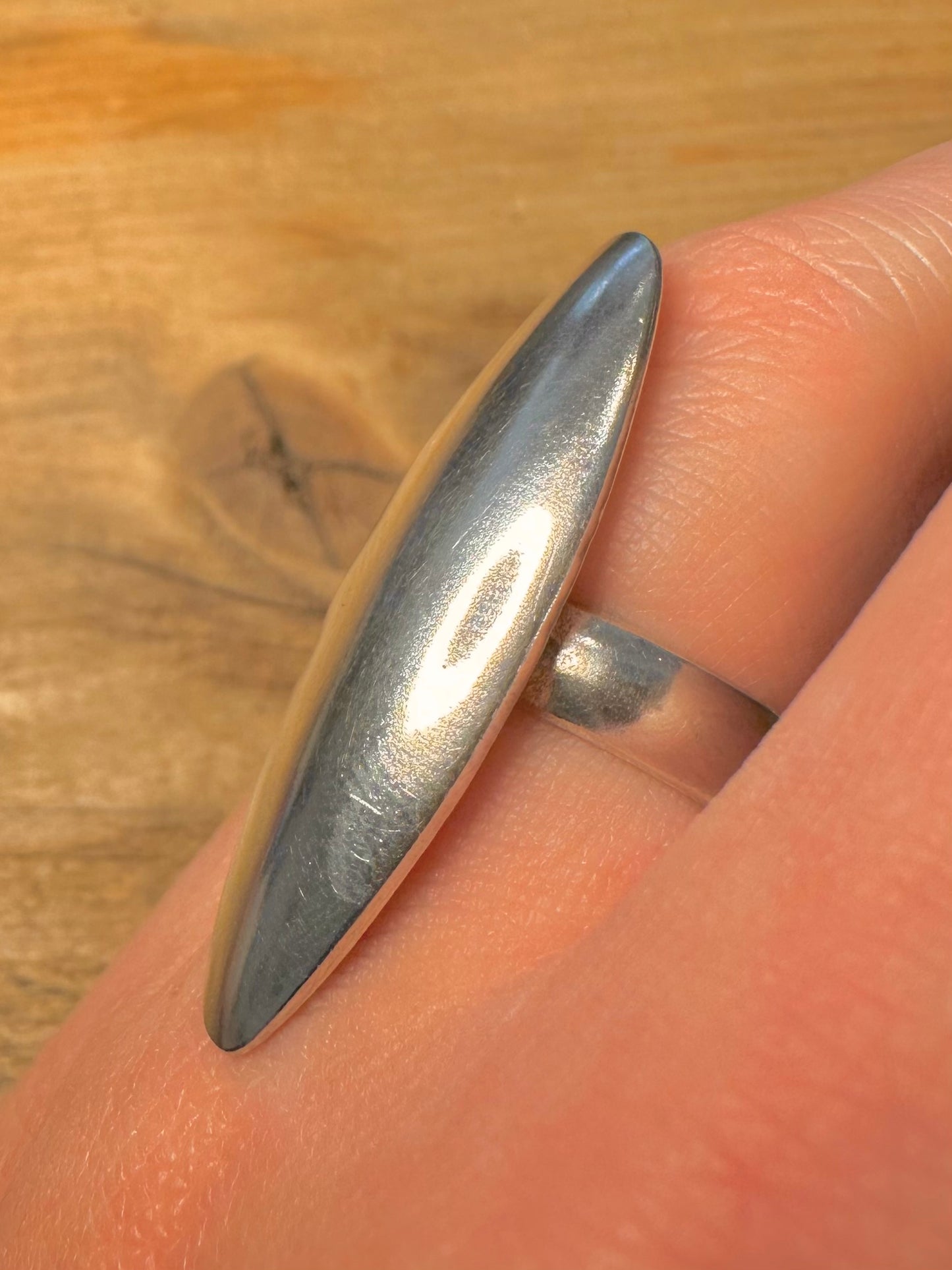 Abstract Long 925 Silver Size O1/2 Ring