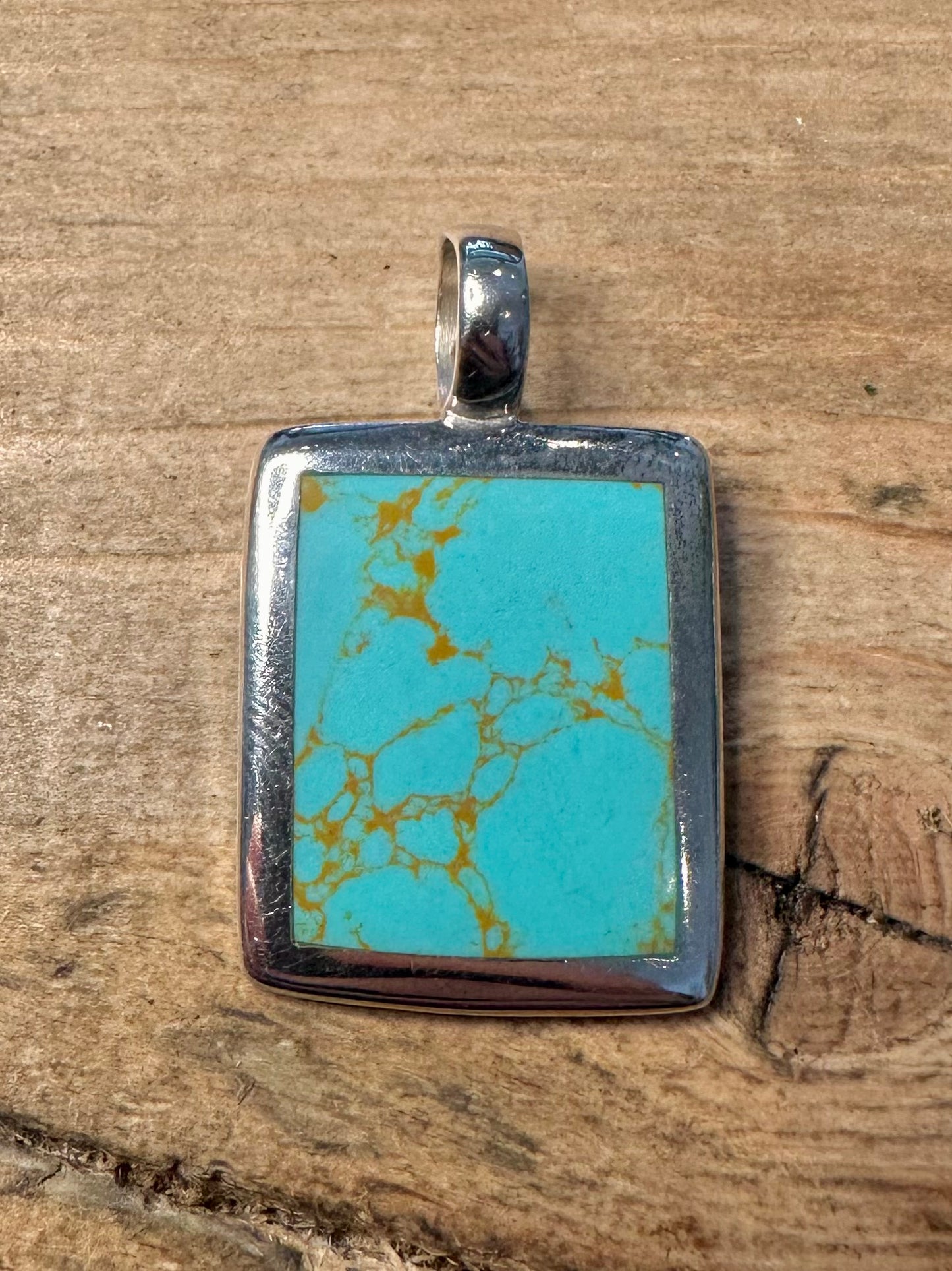 Vintage Howlite Rectangle 925 Silver Pendant