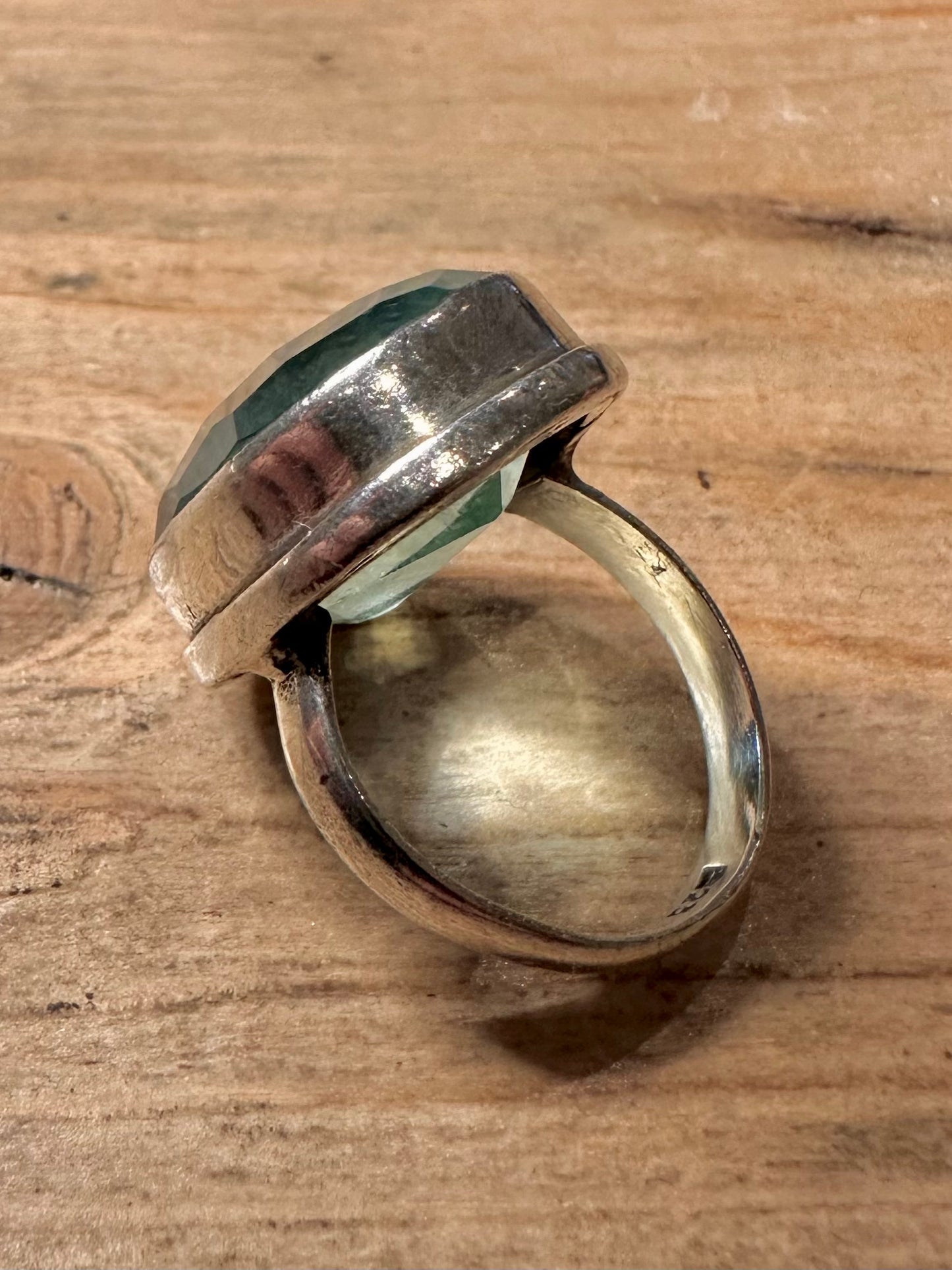 Vintage Blue Stone 925 Silver Size P Ring