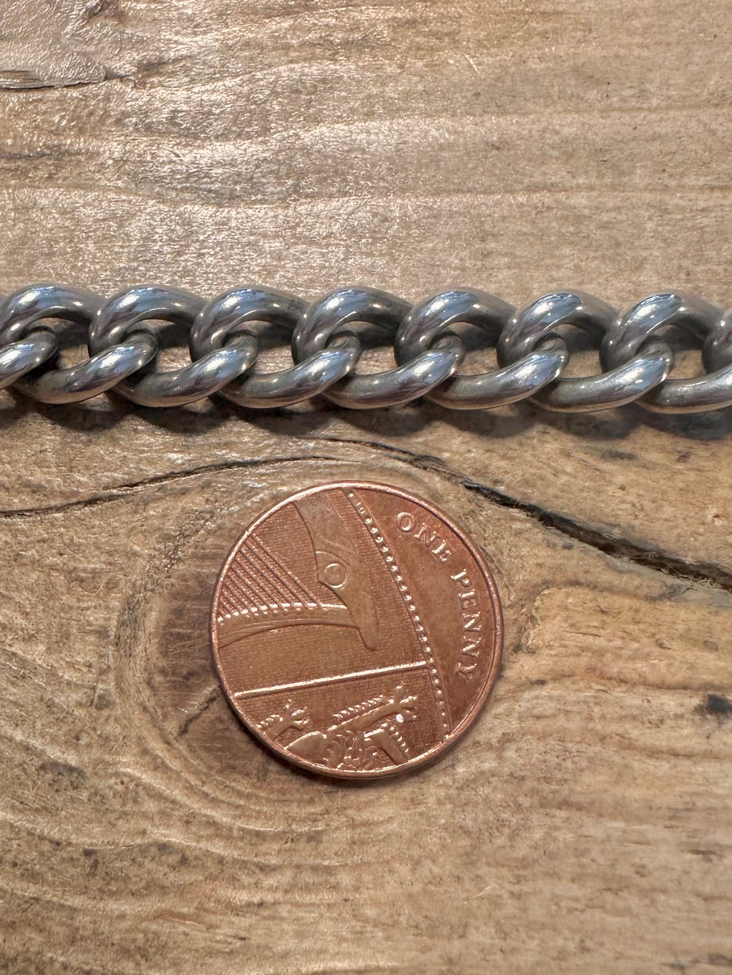 Vintage Chunky Curb Chain 925 Silver 20 inch Necklace
