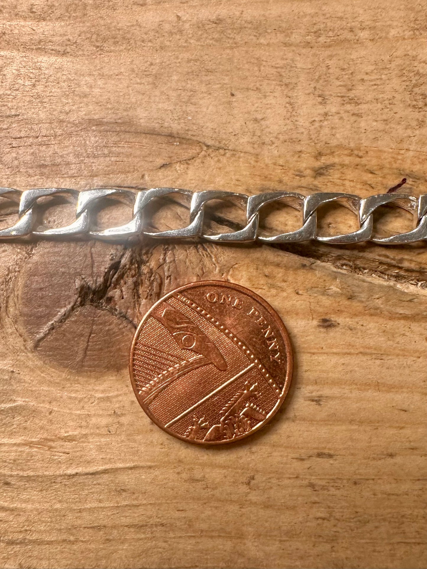 Vintage Curb Chain Italy 925 Silver 7.4 inch Bracelet