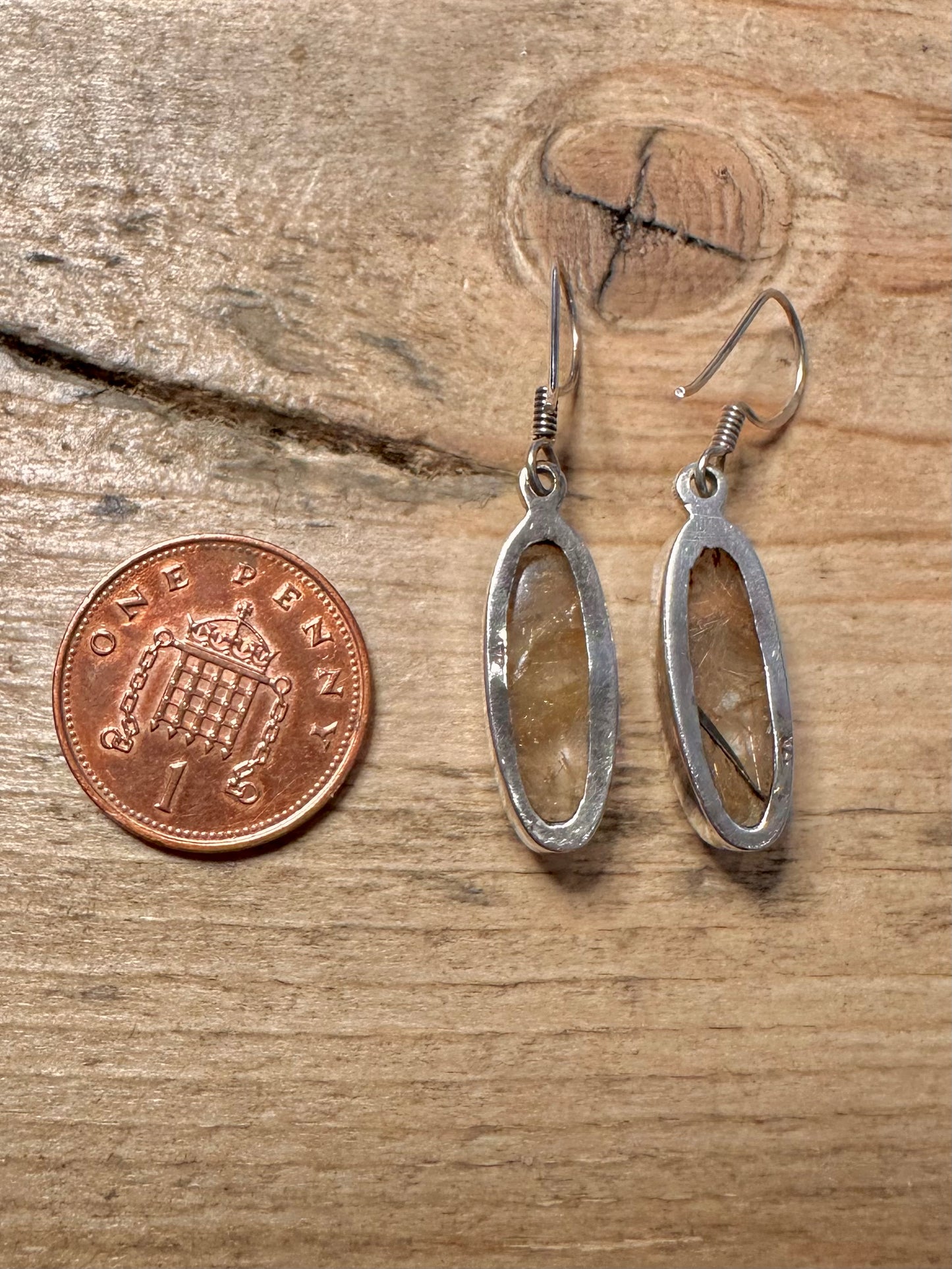 Vintage Rutile Elongated 925 Silver Earrings
