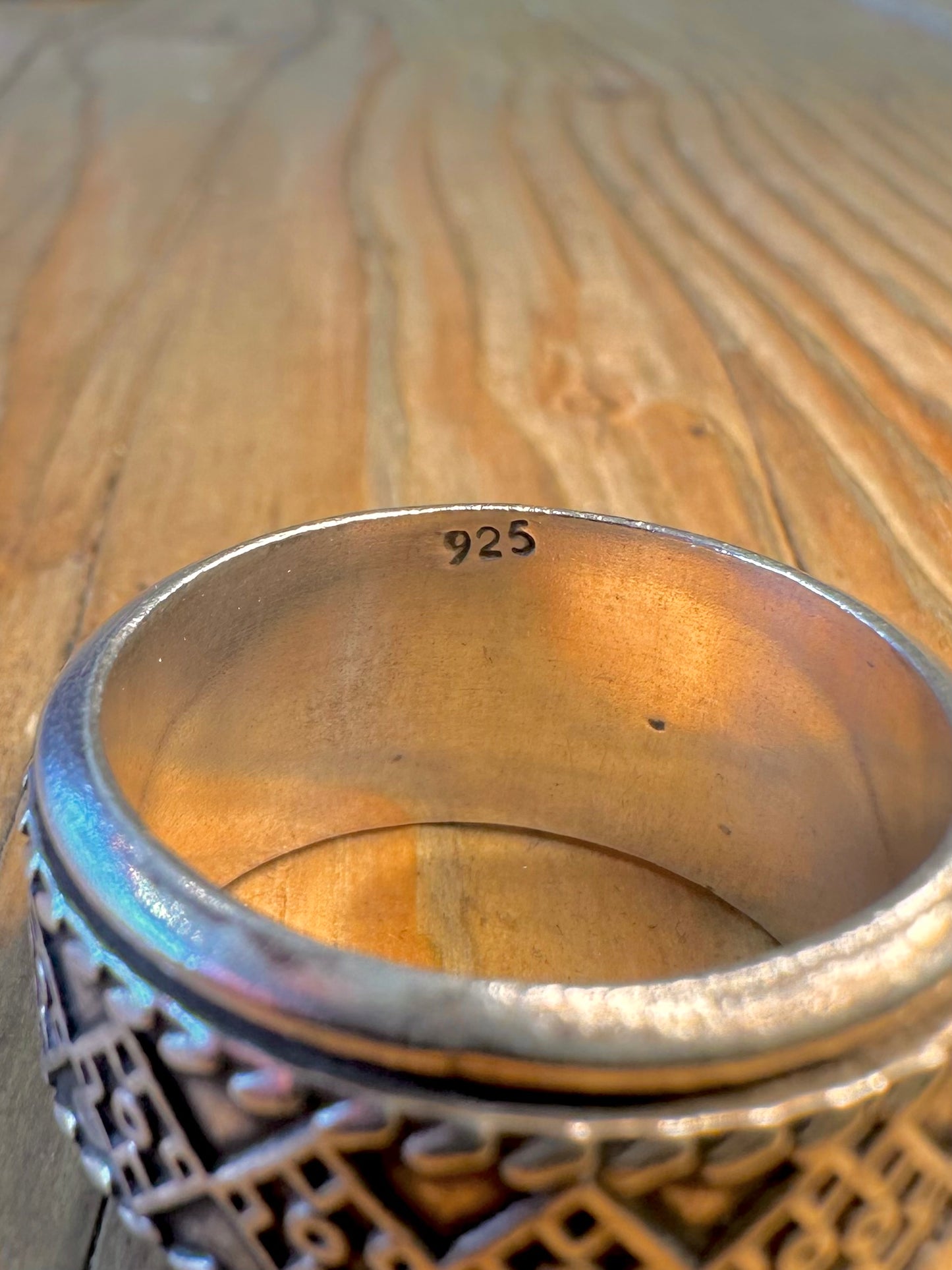 Wide Pattern Spinner Band 925 Sterling Silver Size X Ring