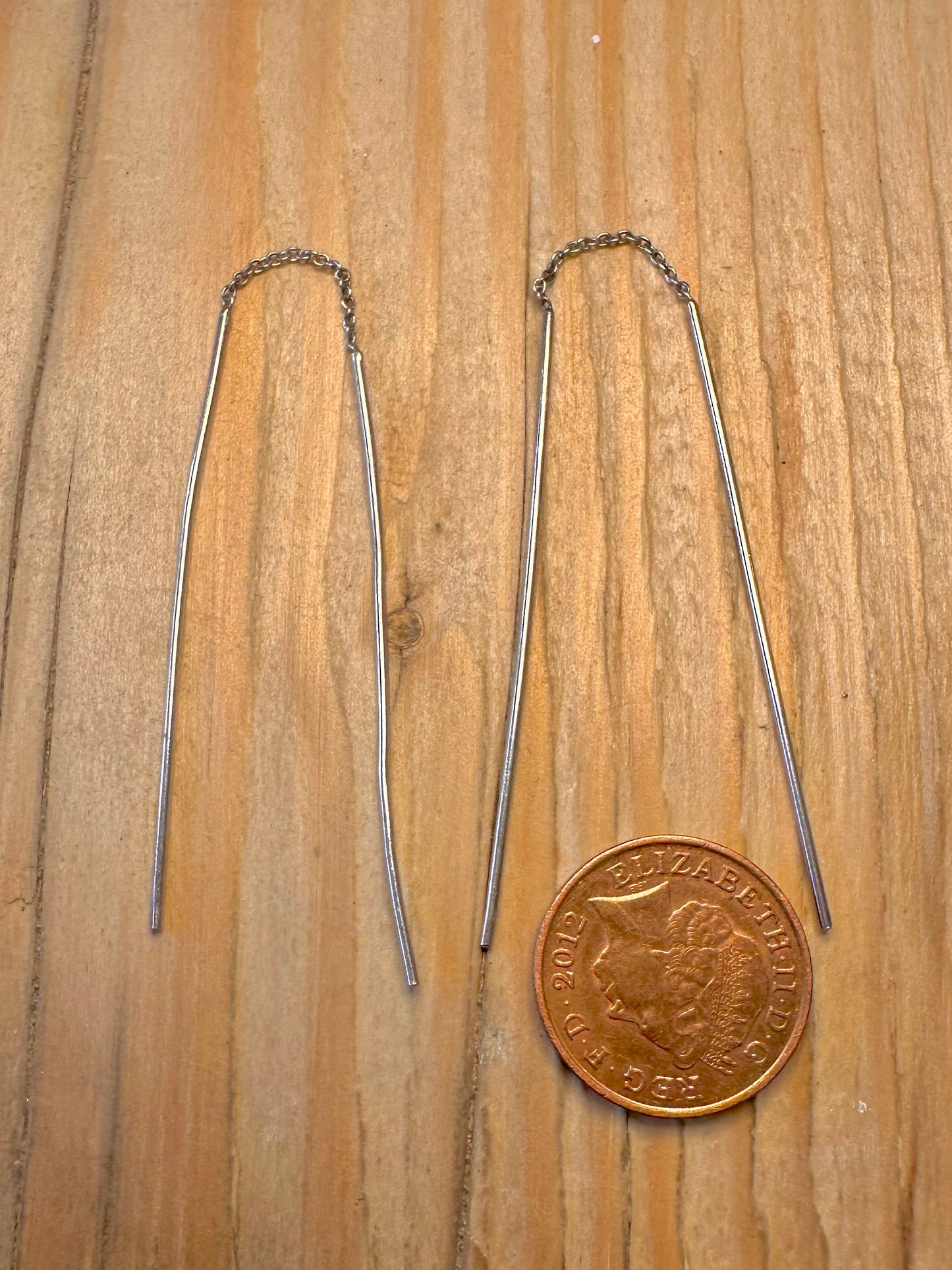Modernist Bar Chain 925 Sterling Silver Earrings