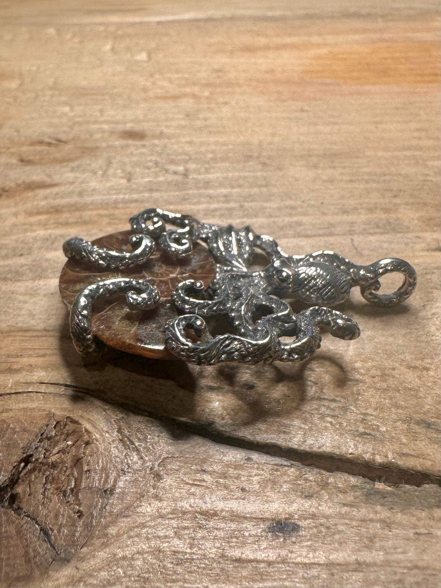 Vintage Octopus Ammonite 925 Silver Pendant