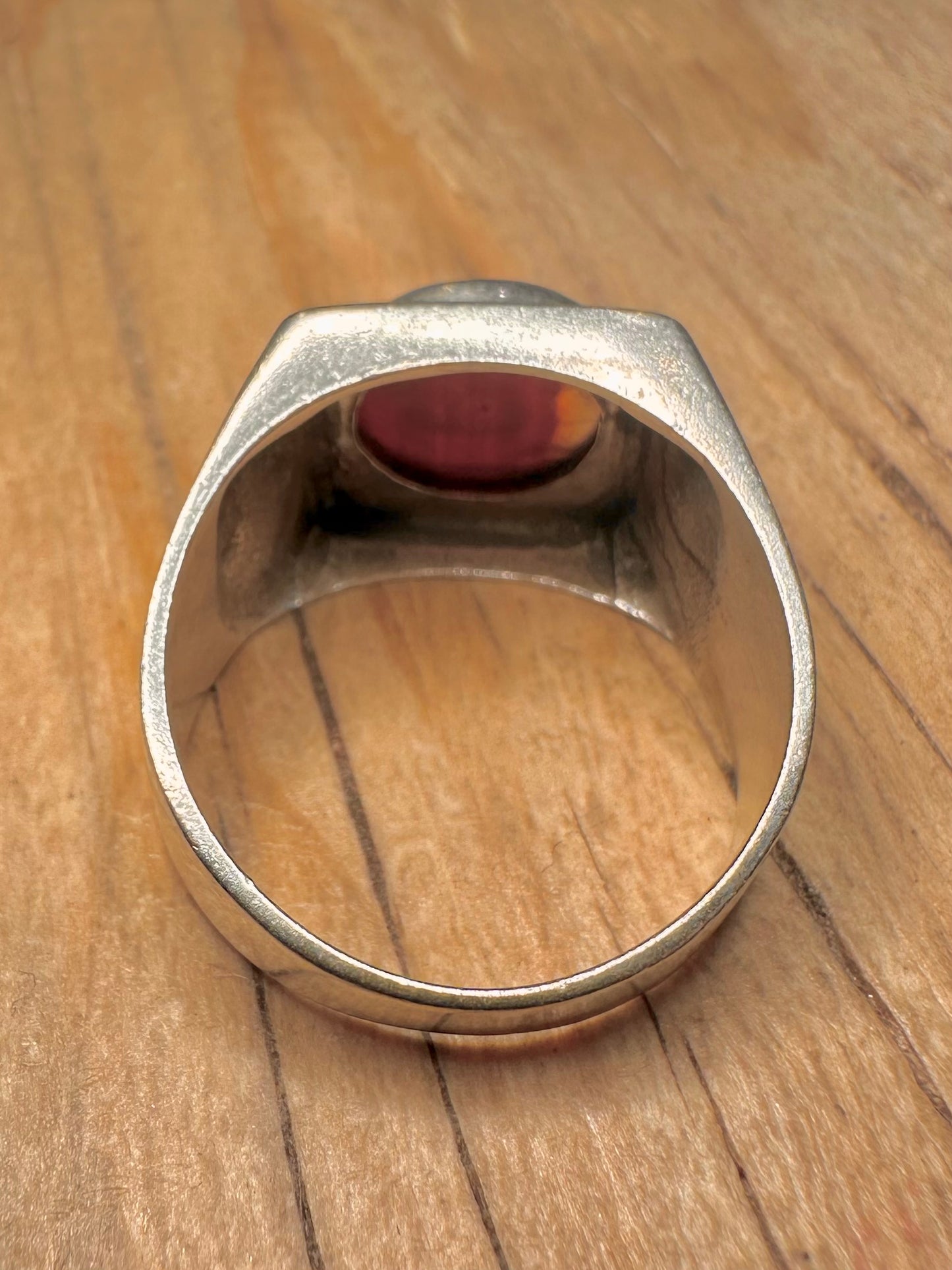 Vintage Carnelian Intaglio Signet 925 Sterling Silver Size V Ring