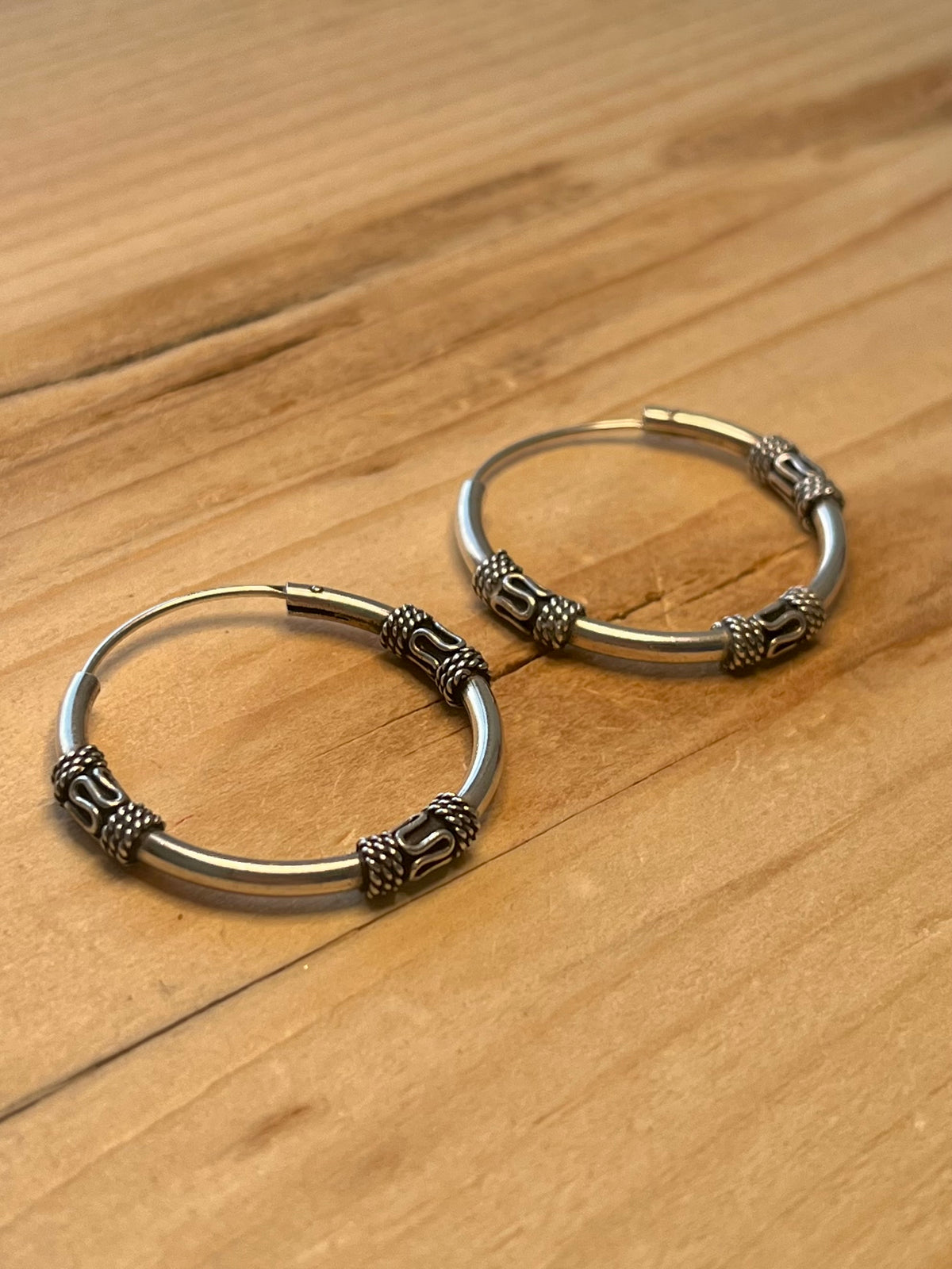 Bali Style 925 Sterling Silver Hoop Earrings