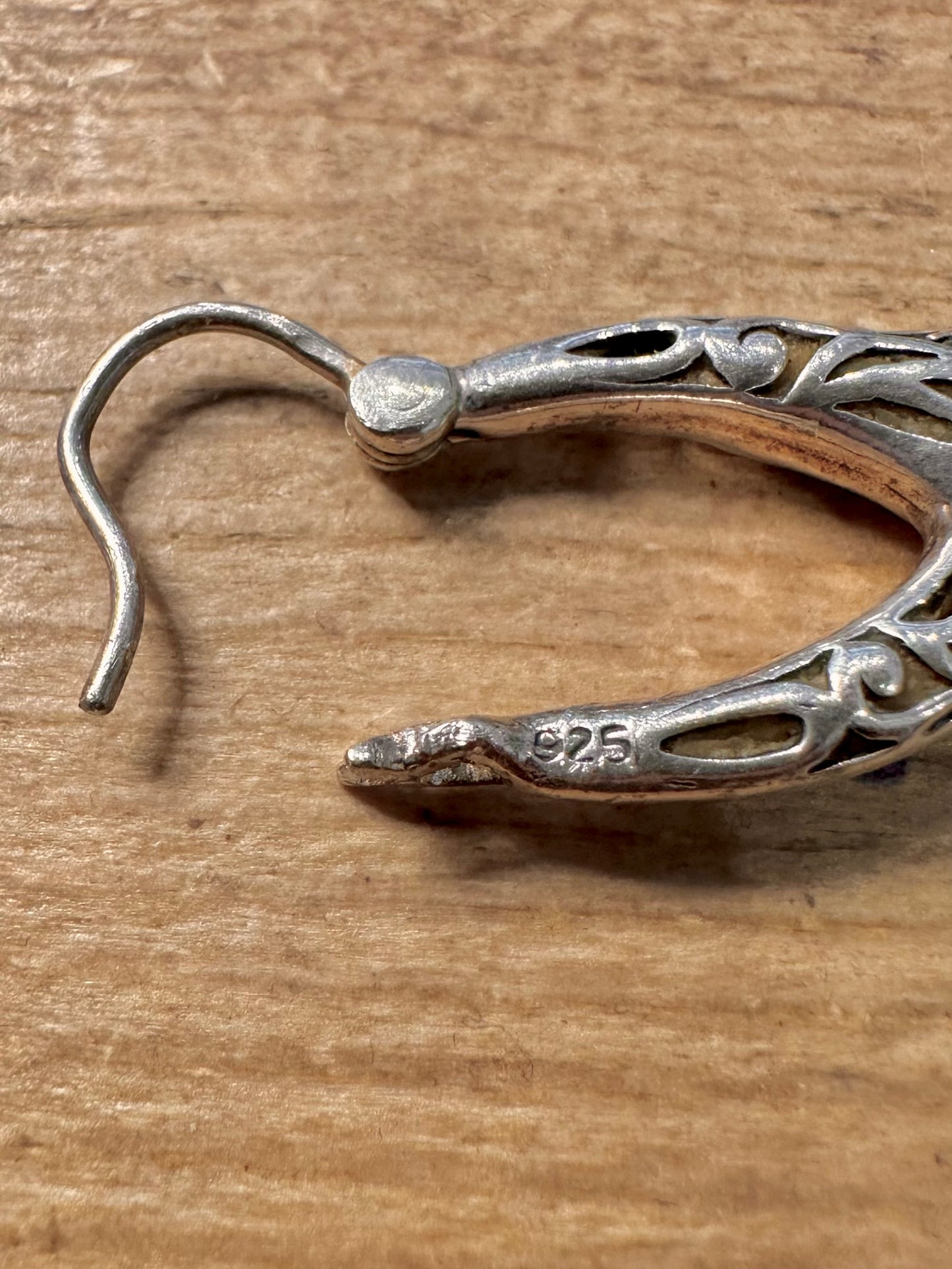 Vintage Chunky Filigree 925 Silver Earrings
