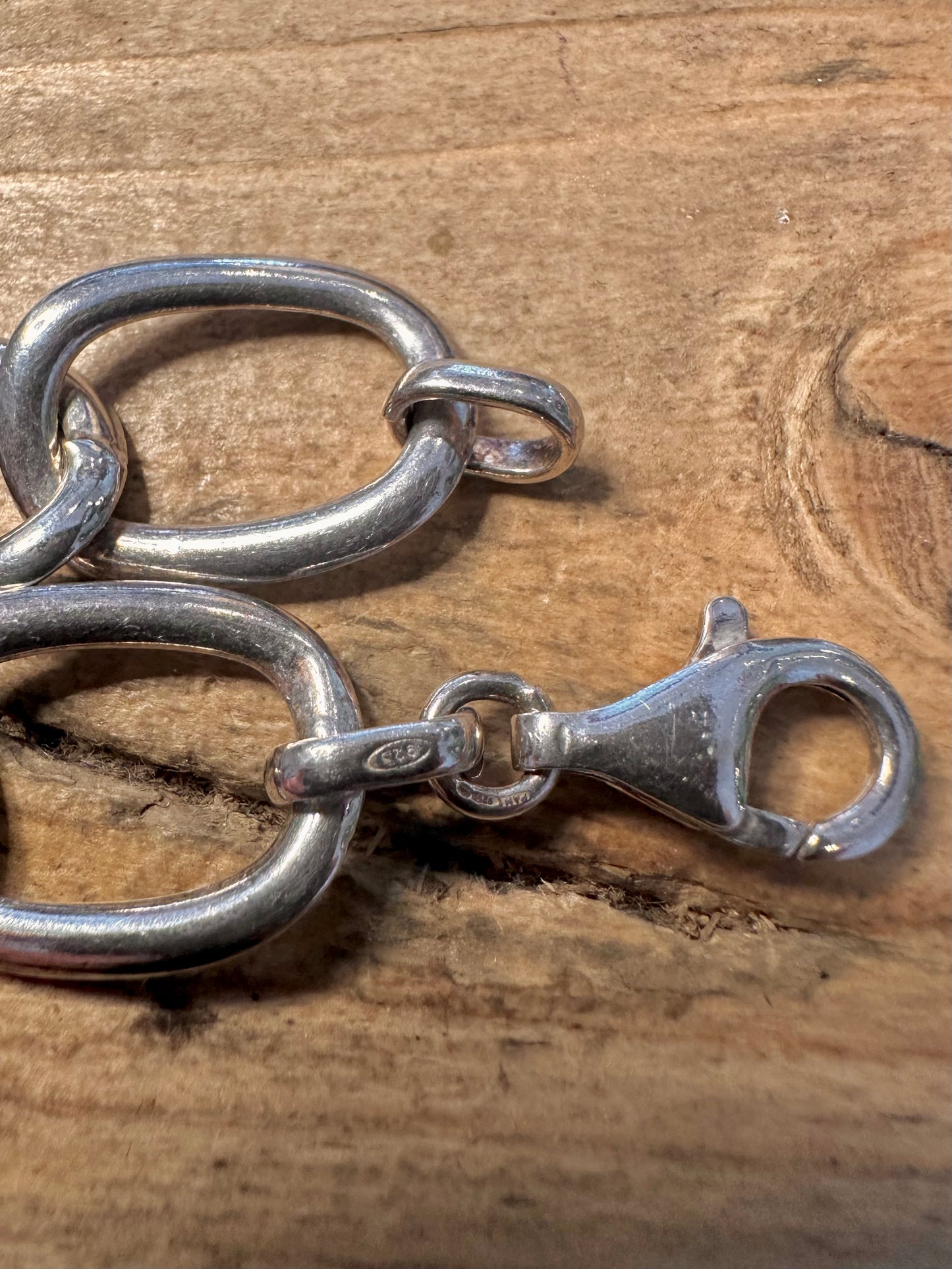 Modernist Large Links 925 Silver 7.3 inch Bracelet