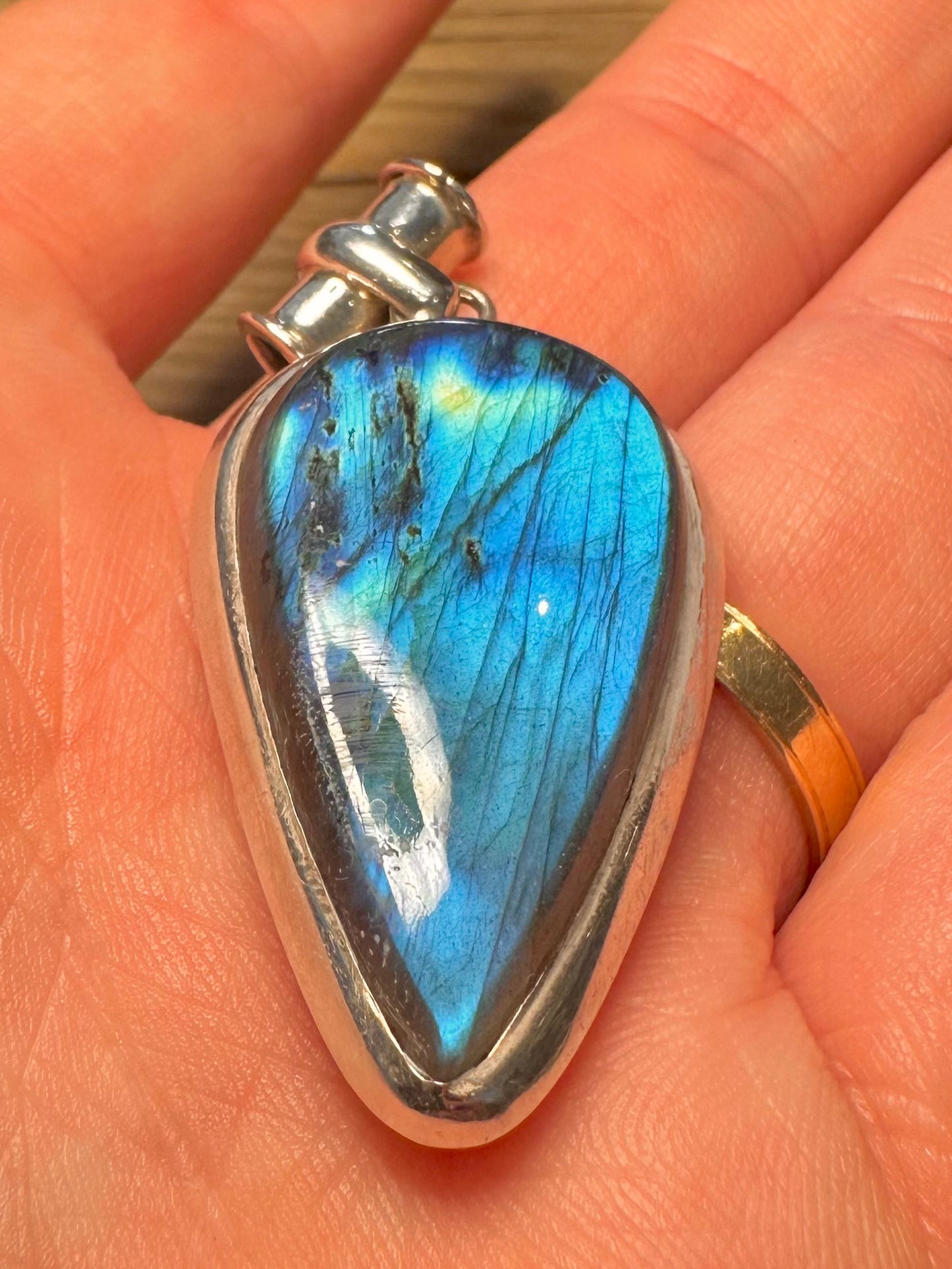 Vintage Labradorite Drop 925 Silver Pendant