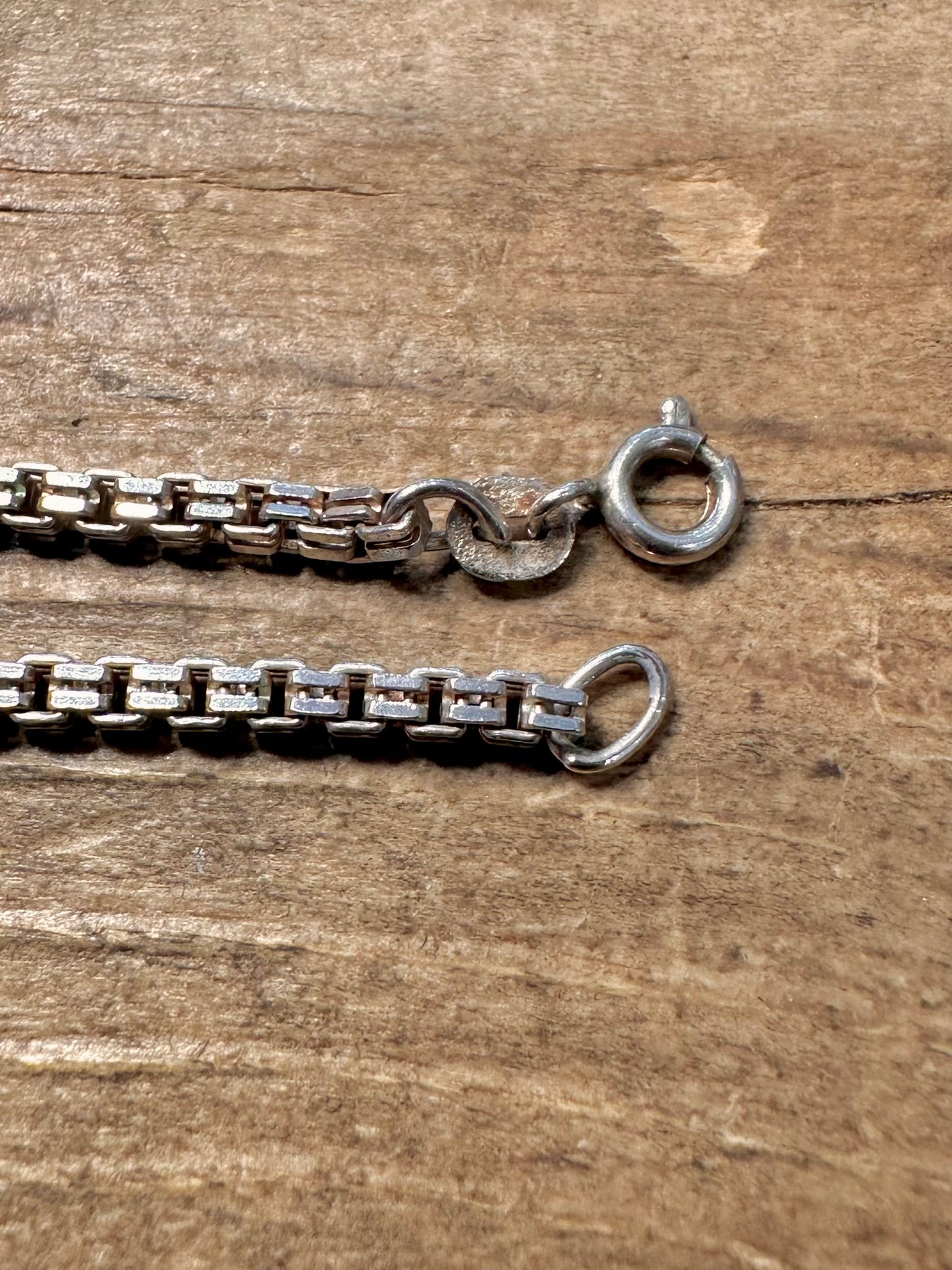 Vintage Unique Box Chain 925 Silver 23 inch Necklace