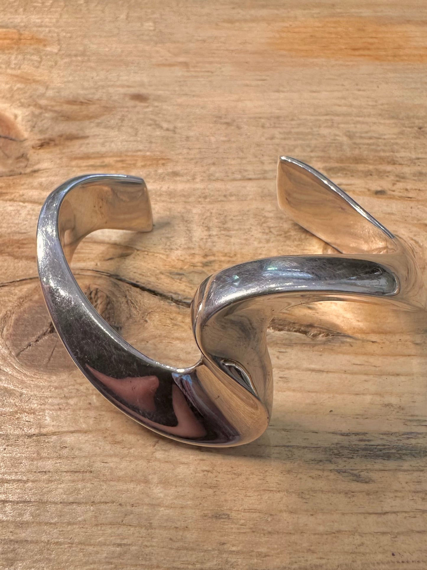 Abstract Wavy Chunky Cuff 925 Silver Bangle