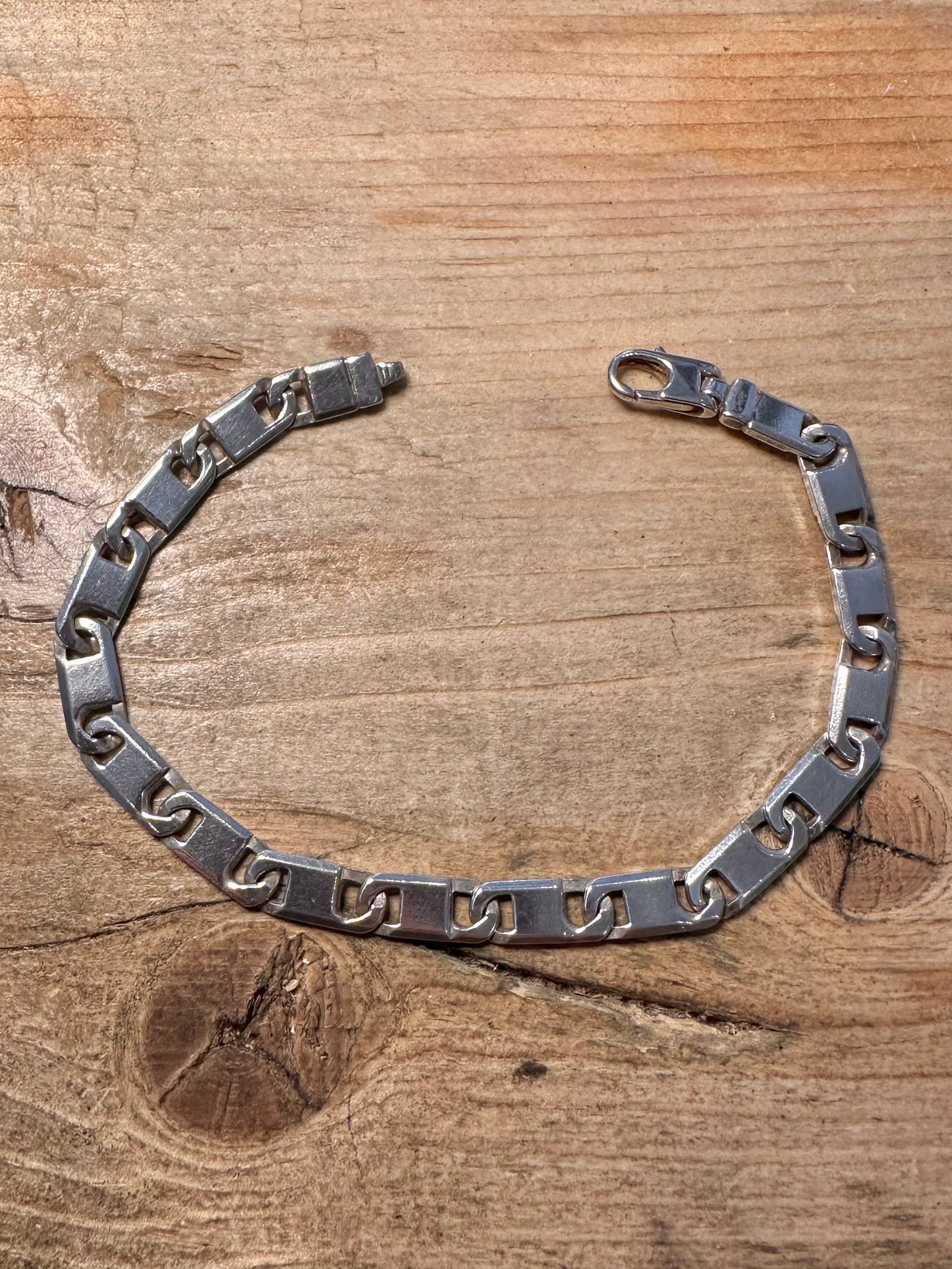 Abstract Bar Link Italy 925 Silver 8.5 inch Bracelet