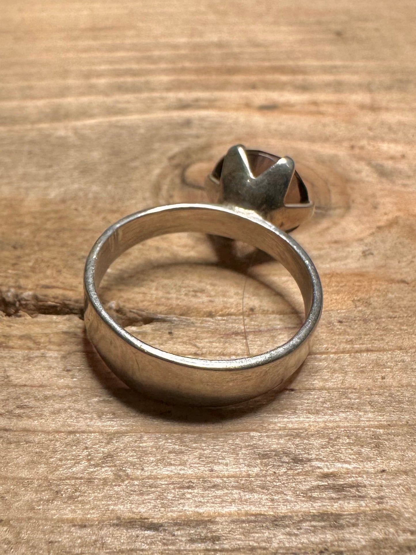 Vintage Neil’s Erik Smokey Quarts 925 Silver Size O1/2 Ring