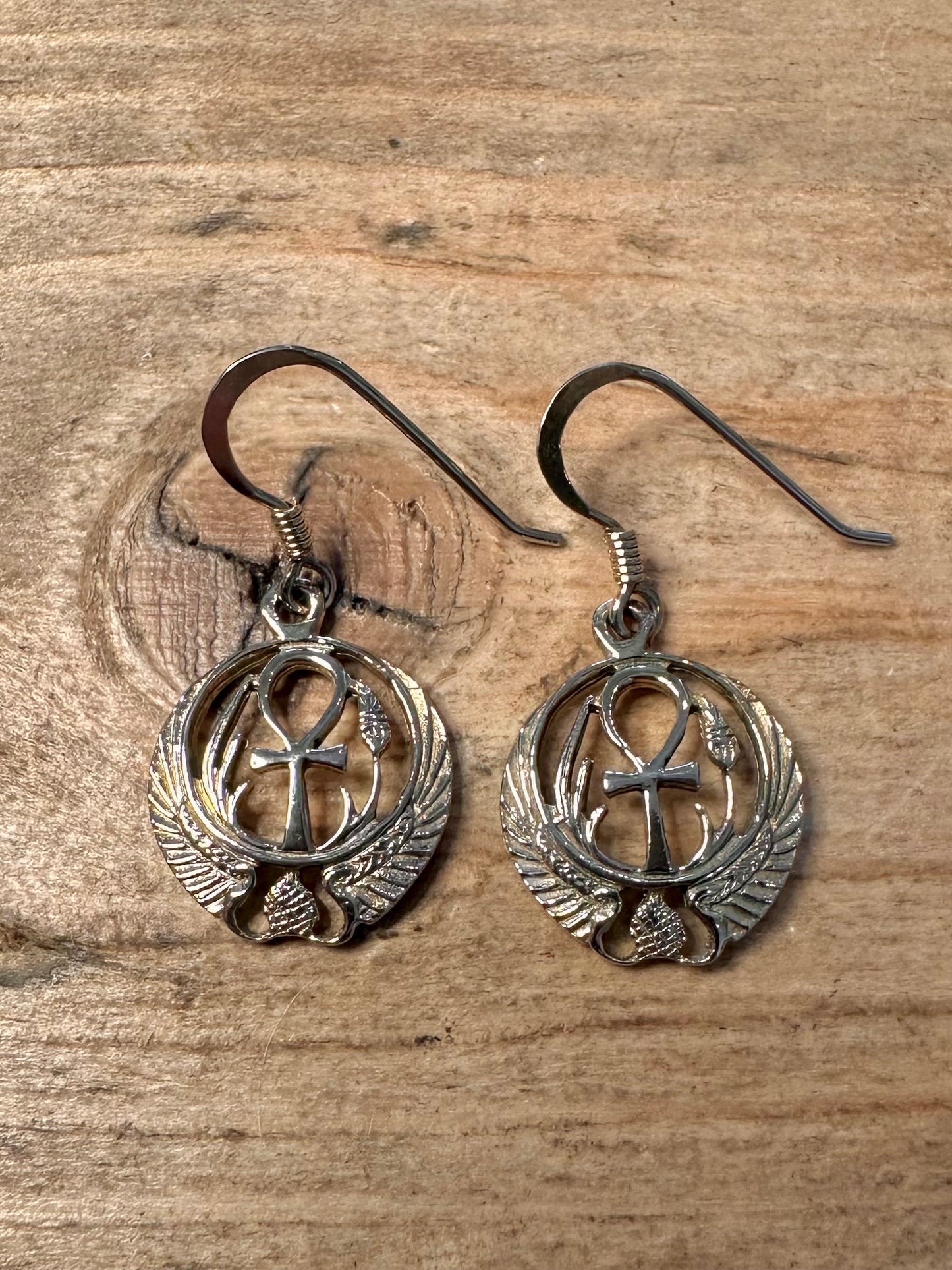 Vintage Egyptian Gold on Silver 925 Silver Earrings